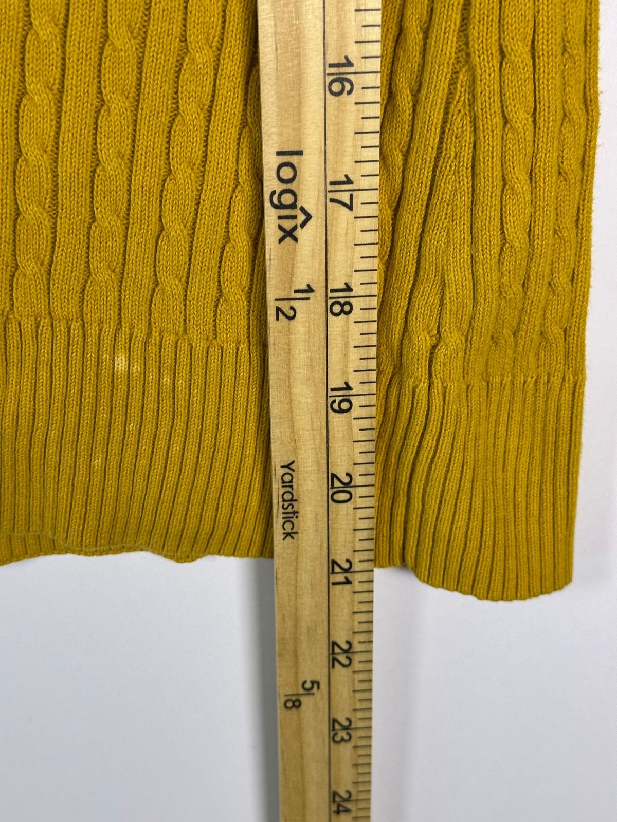 Jeanne Pierre Sweater Womens S Cable Knit Shawl Collar 100% Cotton Mustard READ