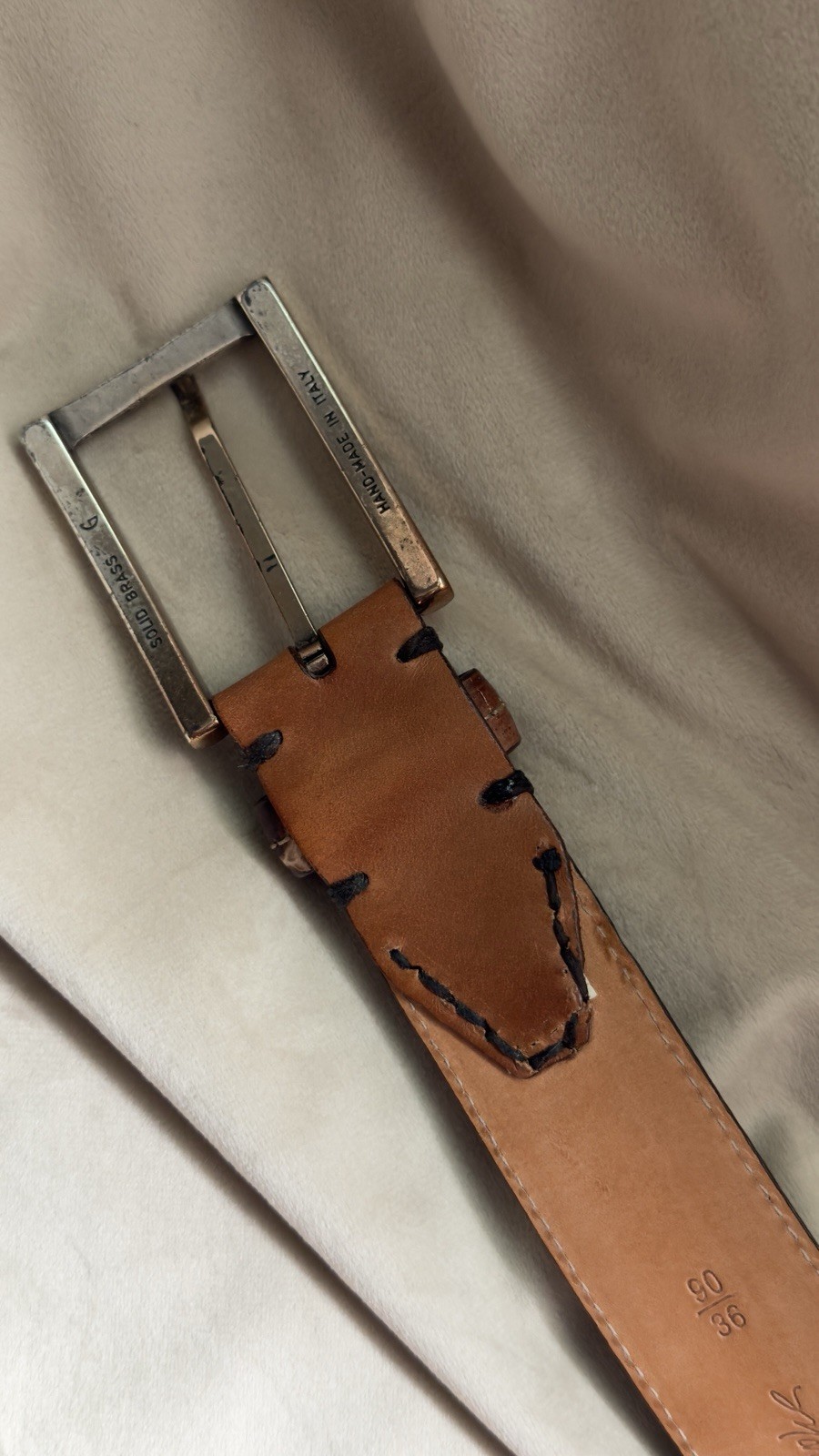 Martin Dingman Alligator Grain Calf Leather Belt 36 Brown USA Brass Buckle