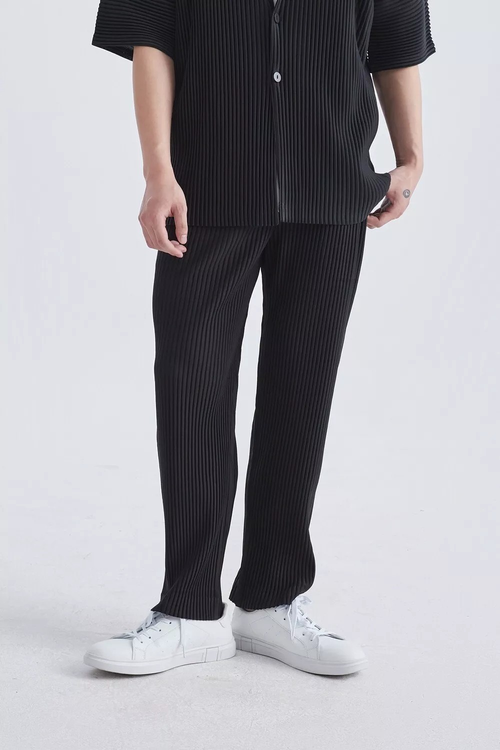 Japan Homme Plisse ISSEY MIYAKE Straight Leg Black Casual Pants JF150