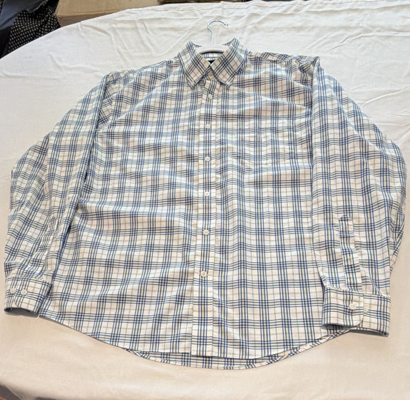 Lands’ End Men’s Plaid Non-Iron Trad Fit Shirt L 16-16.5 34/35
