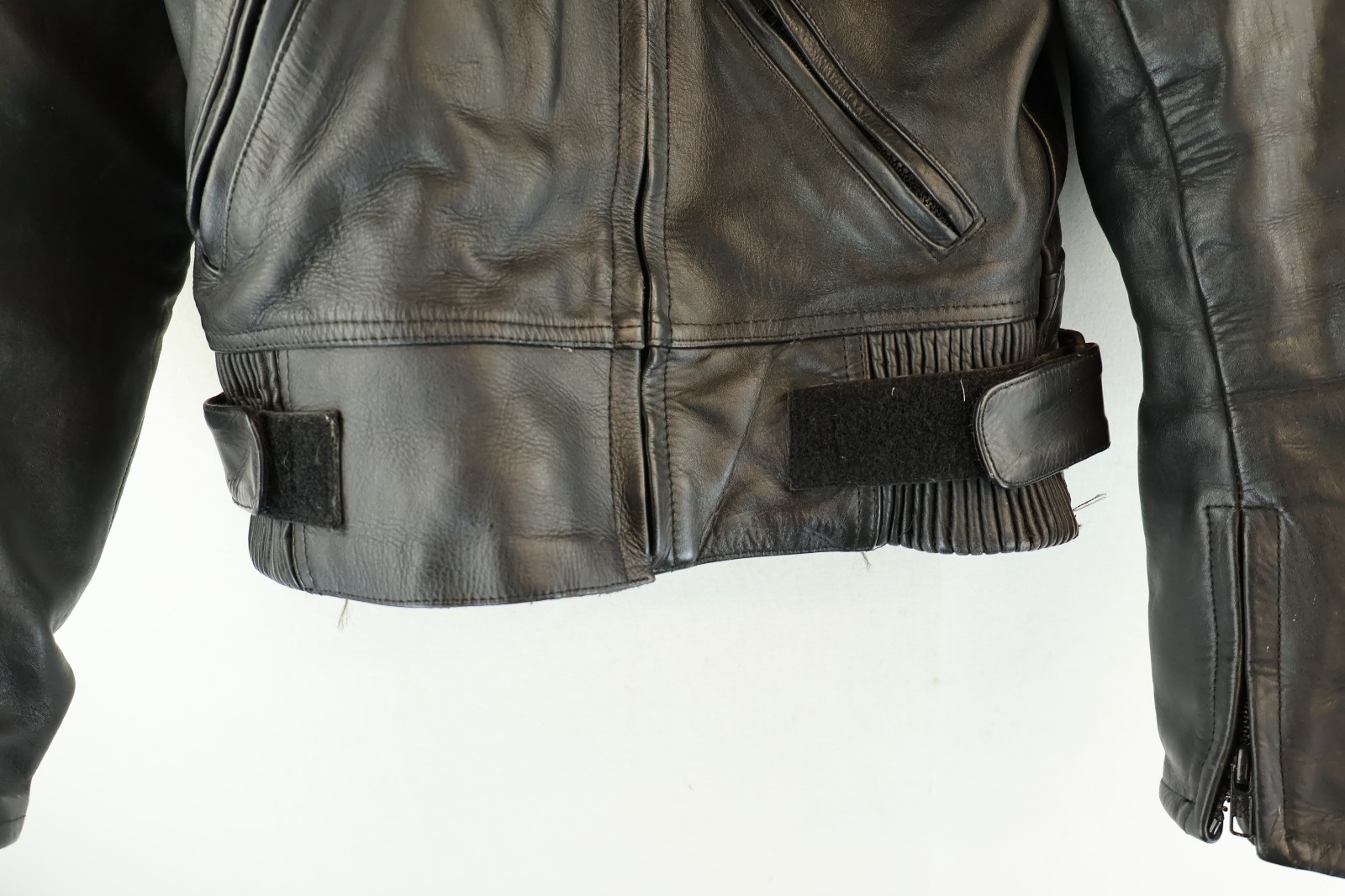 ASHMAN Black Leather Motorbike Jacket size Uk 12 Womens Riding Racing 023727