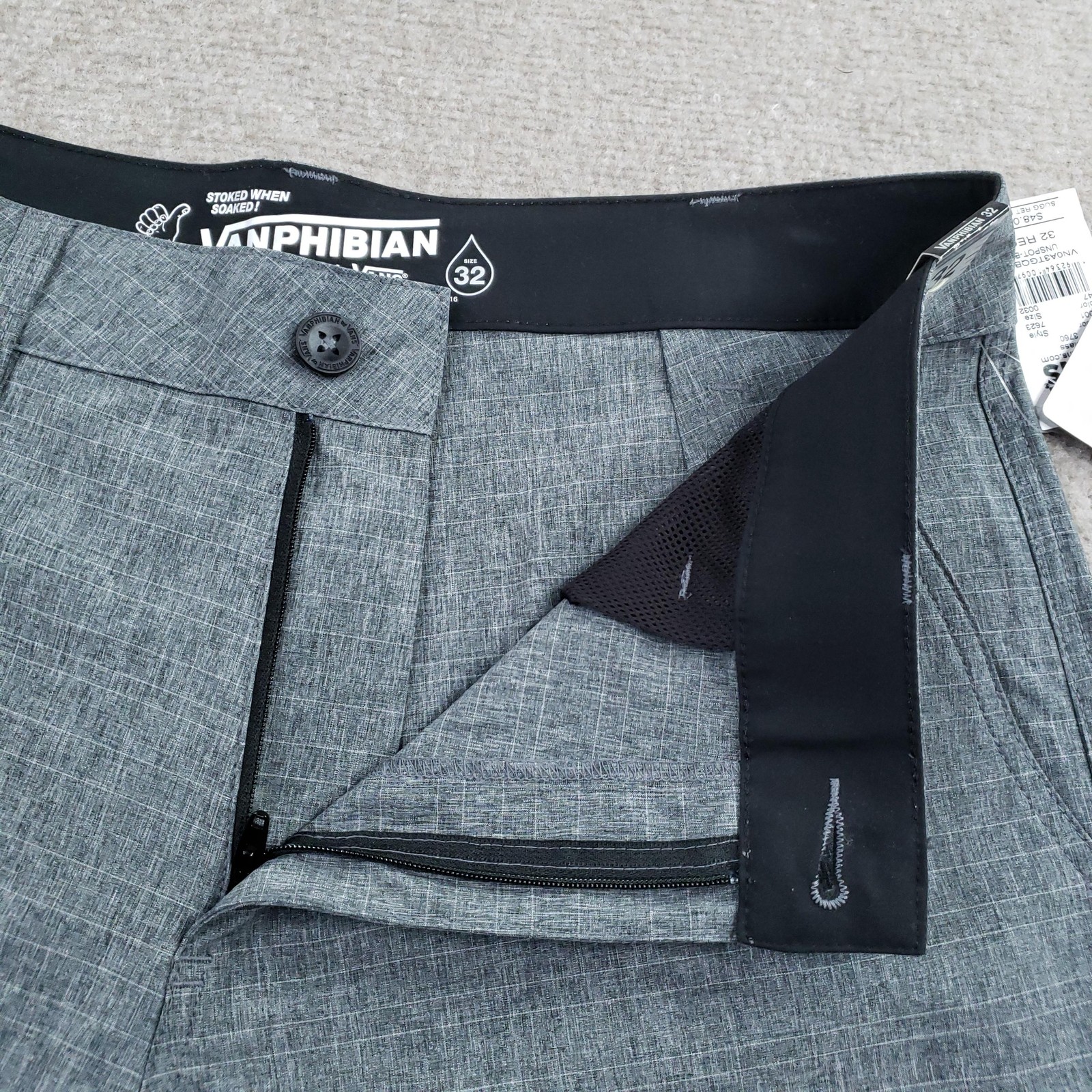 Vanphibian By Vans Short Mens 32 Gray Quick Dry Stretch Pockets Back Pocket Swim