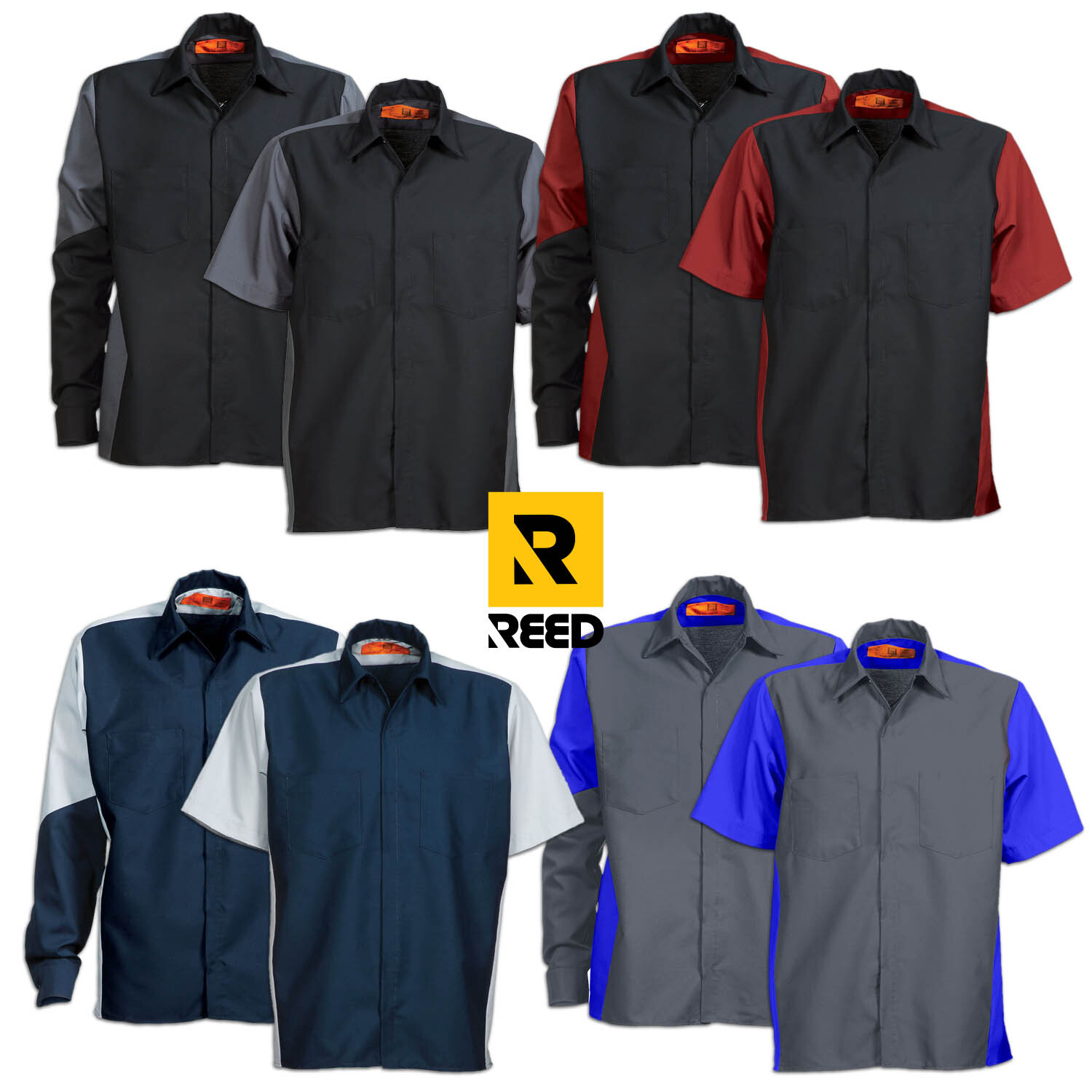 Mechanic Work Shirts Two Tone Motorsport 2 Pocket Industrial Uniform Clothes