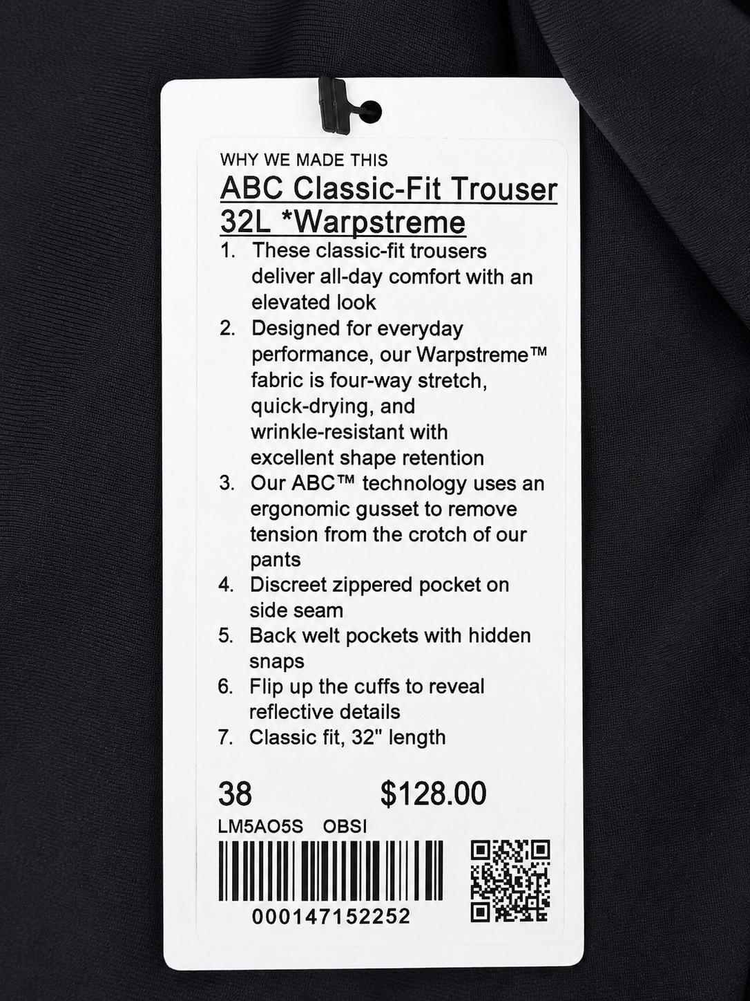 Lululemon ABC Classic-Fit Trouser Warpstreme Black 38 Straight Stretch
