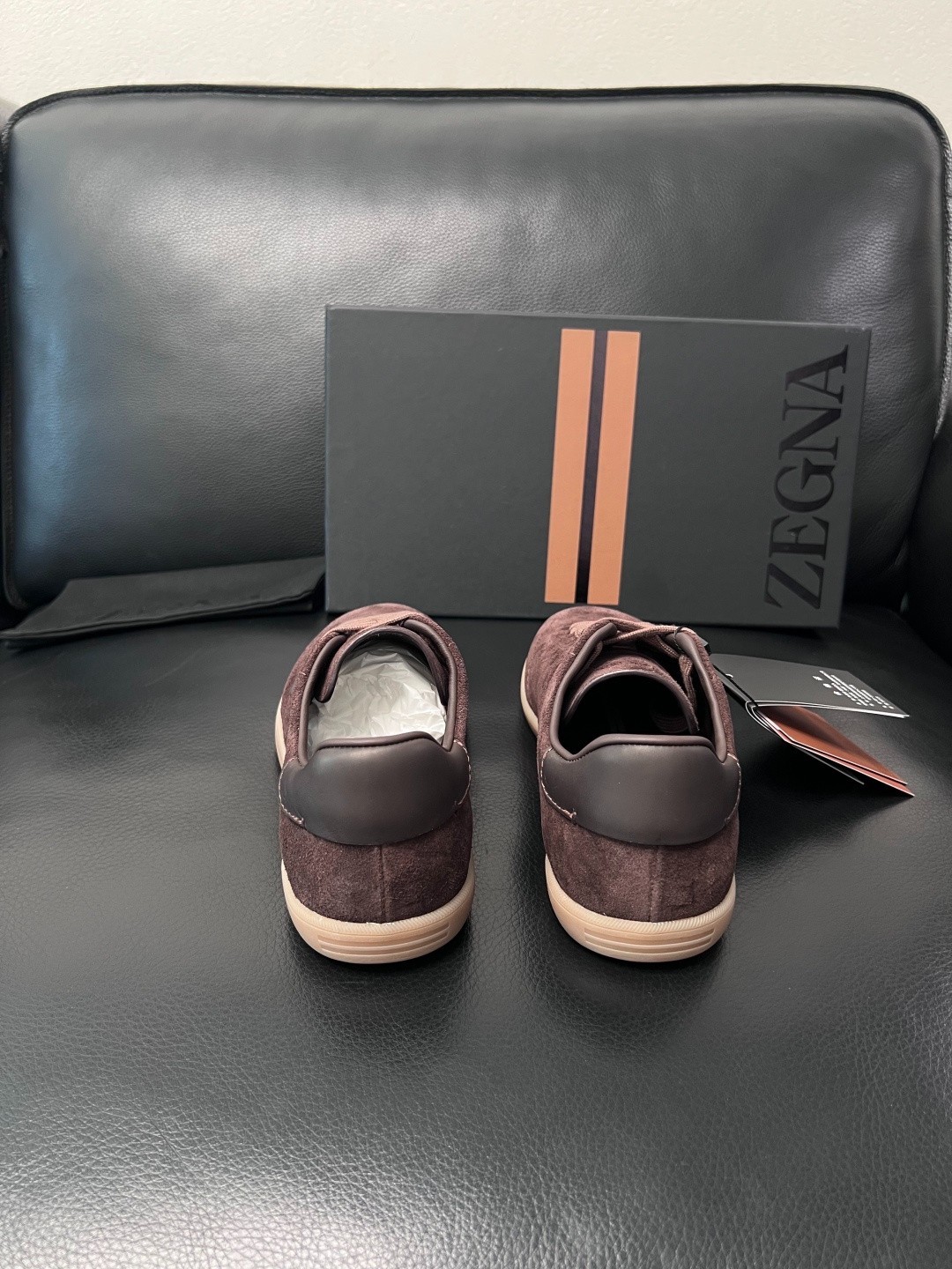 Zegna Oasi 232 Mens Suede Leather Casual Sneakers Dark Brown Size 38-45