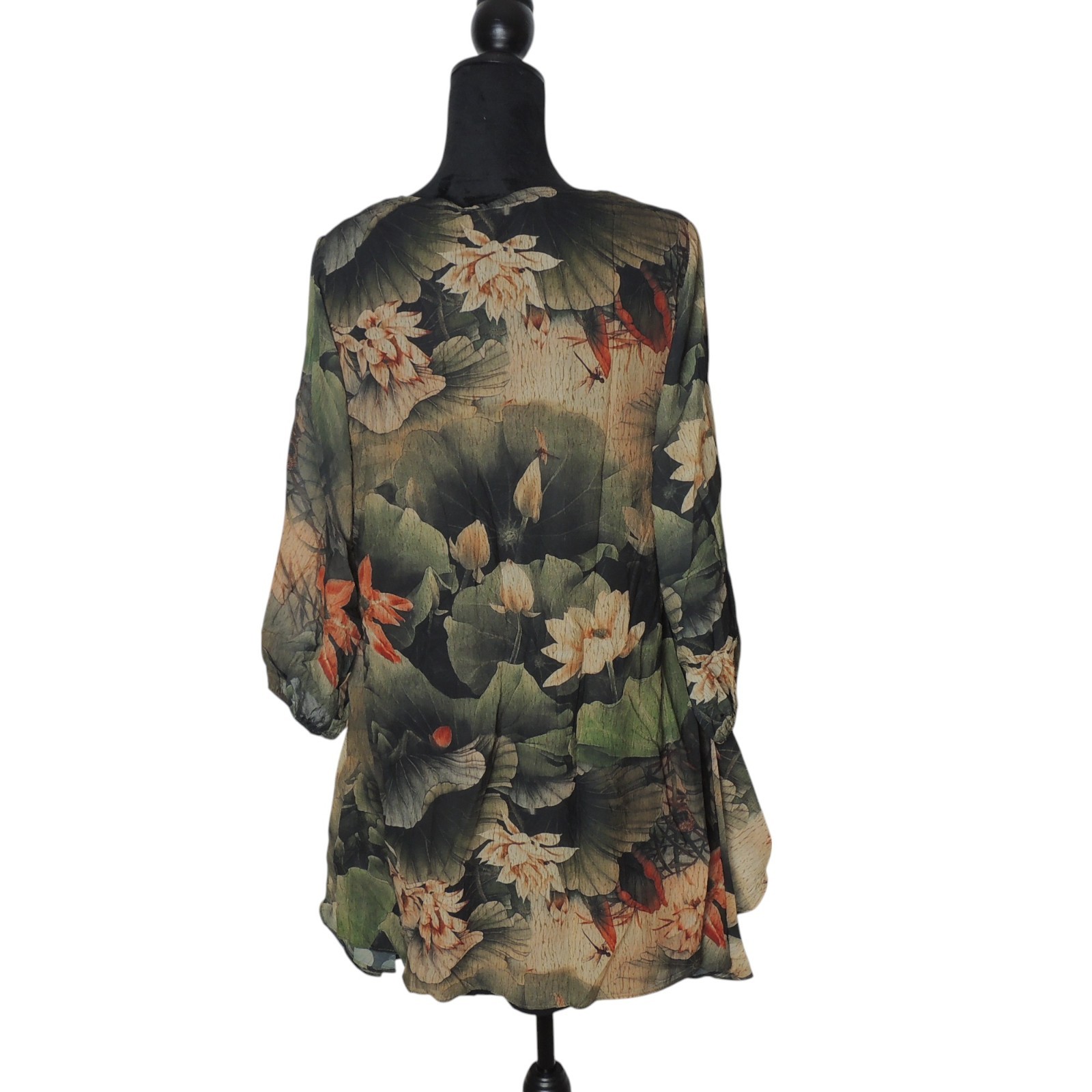Pretty Angel Floral Layered Tunic Blouse 10977 GN/OR Large