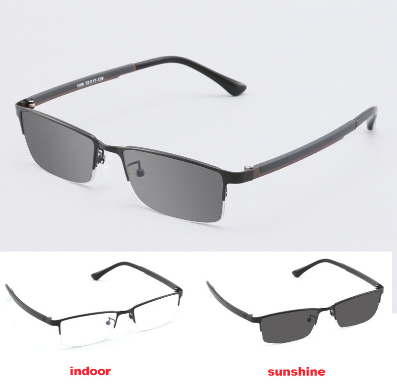 Half Rimless Mens Photochromic lens Reading Glasses +1.00 ~ +4.00 Single Vision