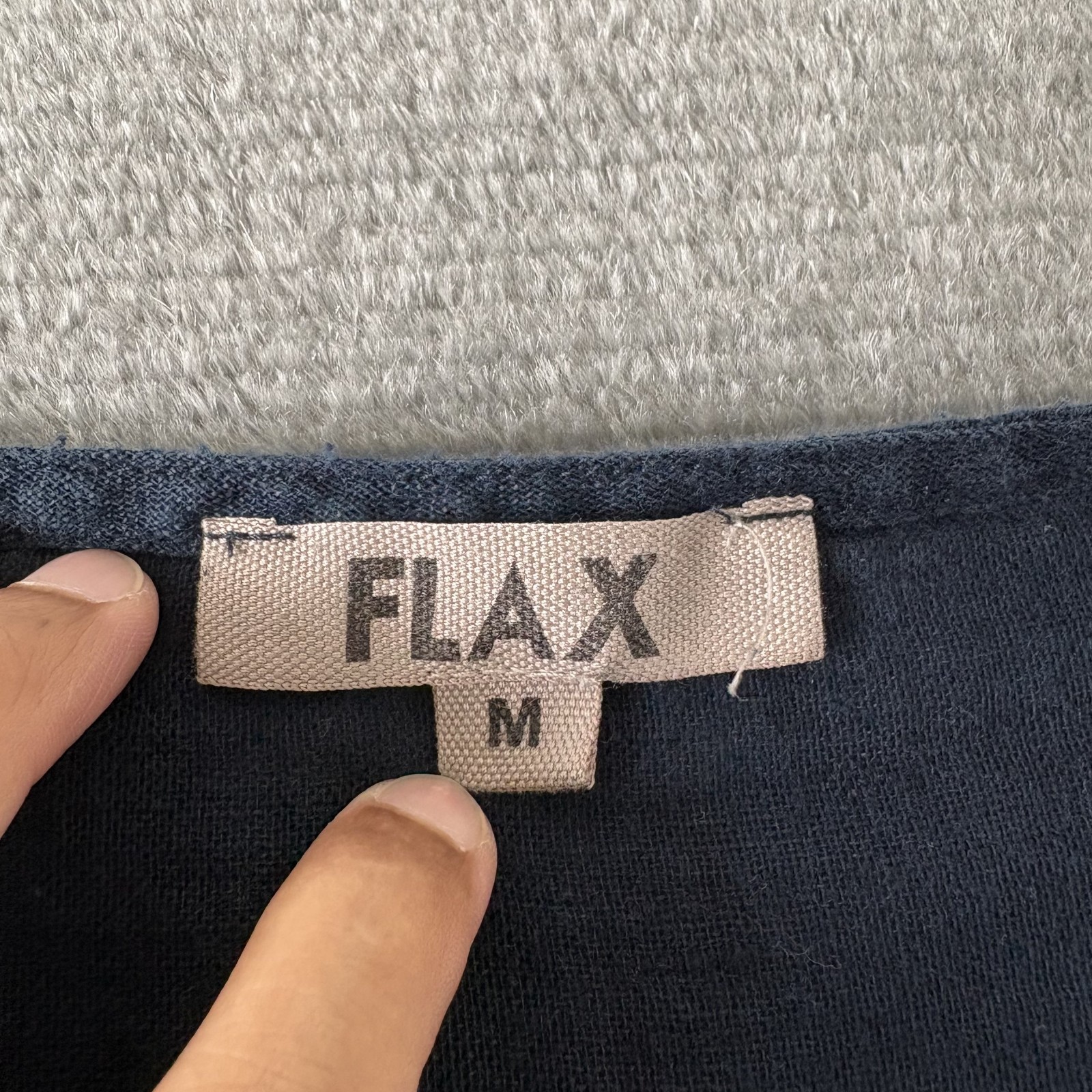 Flax Tunic Womens Medium Blue Linen Blend Full Button Front Lightweight Flowy