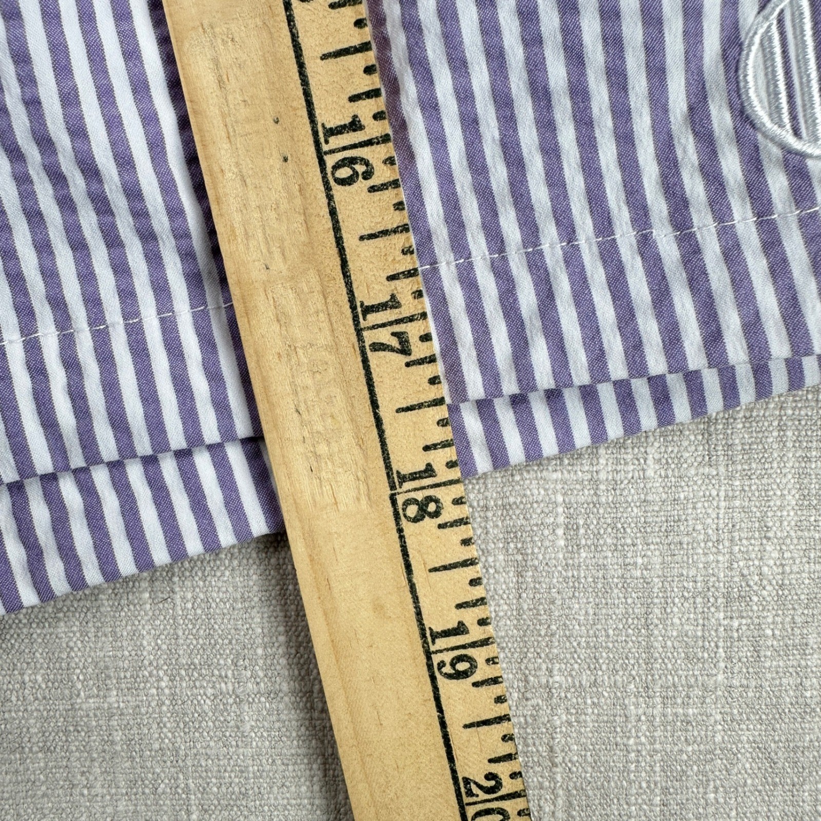 Haspel Swim Trunks Mens Medium Purple Seersucker Striped Beach Shorts NWT