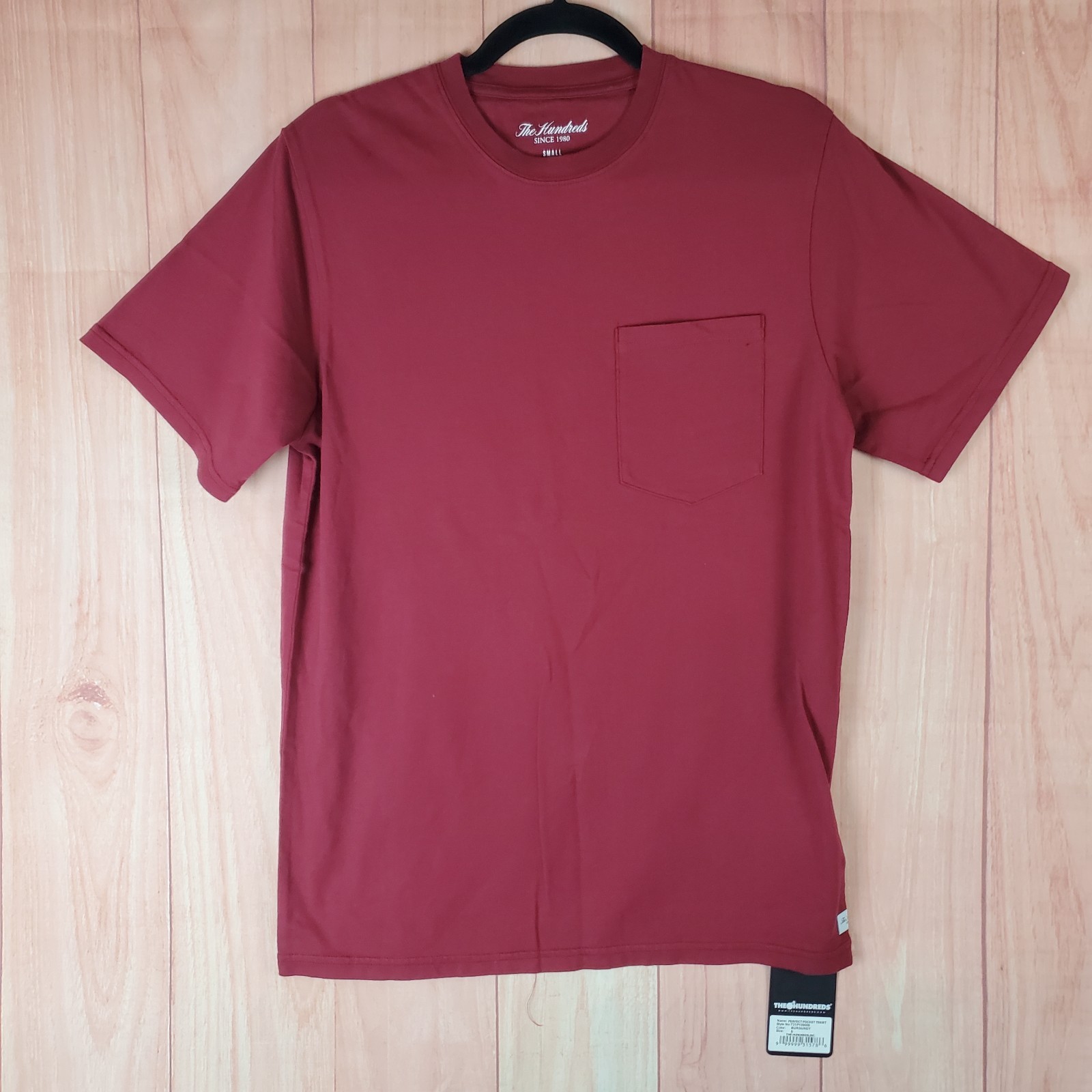 The Hundreds Perfect Pocket T Shirt Mens Small Burgundy Cotton Logo Outdoor