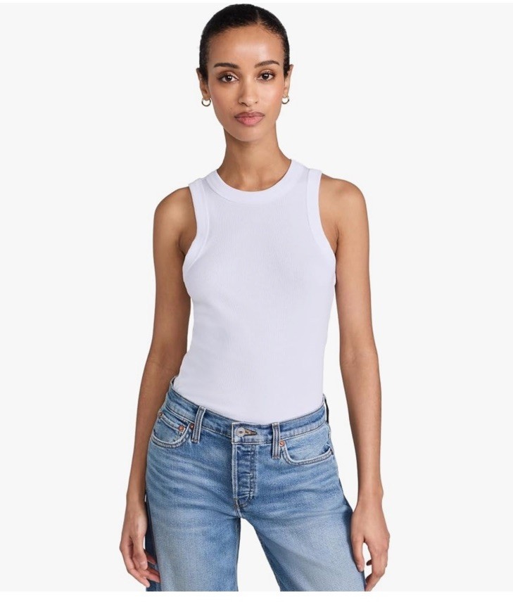 NWOT Madewell Brightside Cutaway Tank Top White Ribbed Knit Size Medium