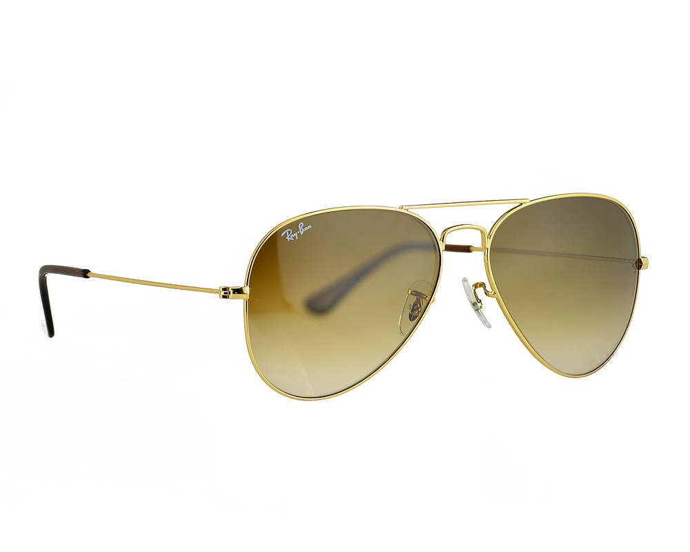 Ray-Ban RB3025 Aviator Gradient Gold Frame Light Brown Lenses 58mm Unisex