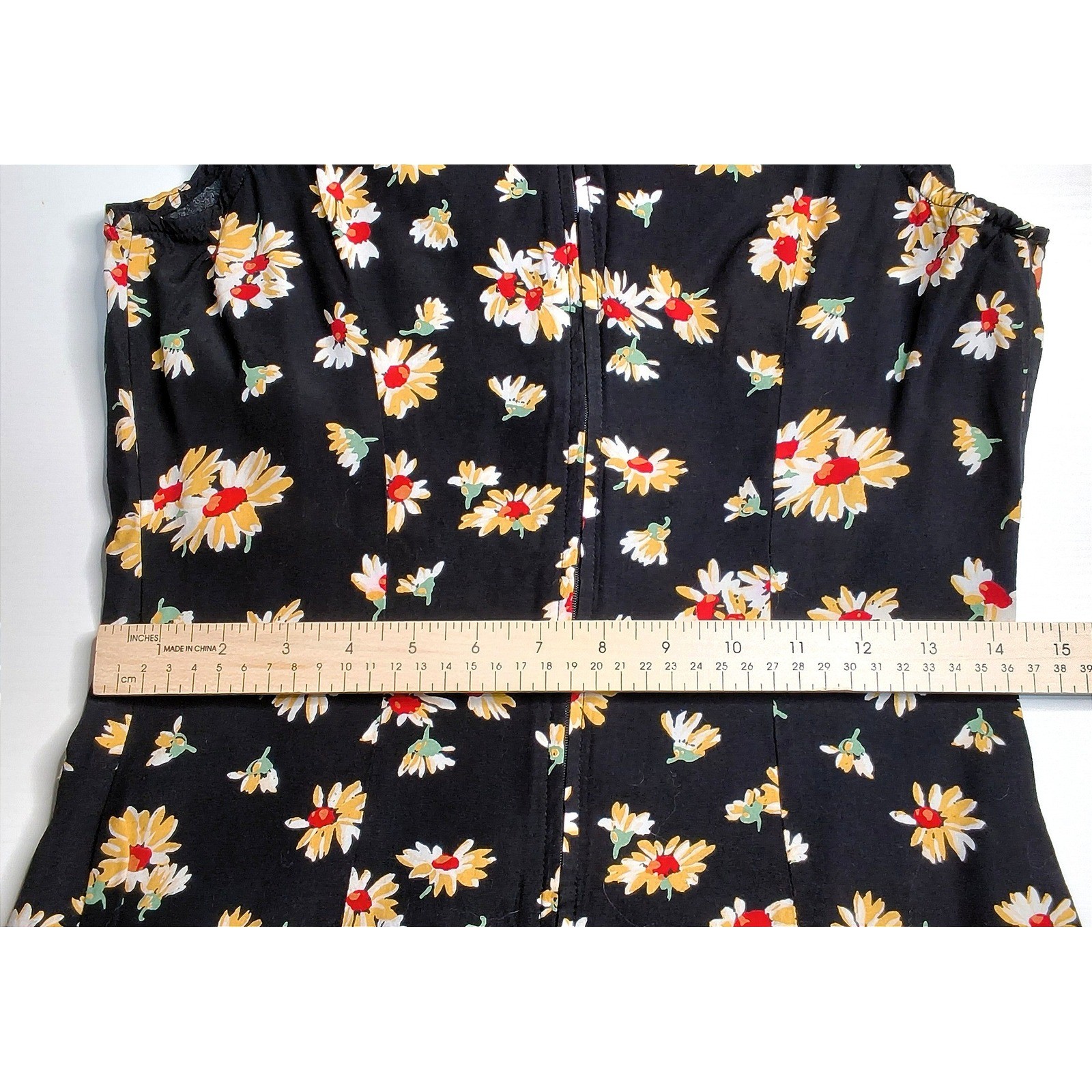 90s Grunge Rampage Clothing Co Floral Midi Dress Women 9 Black Daisy Rayon