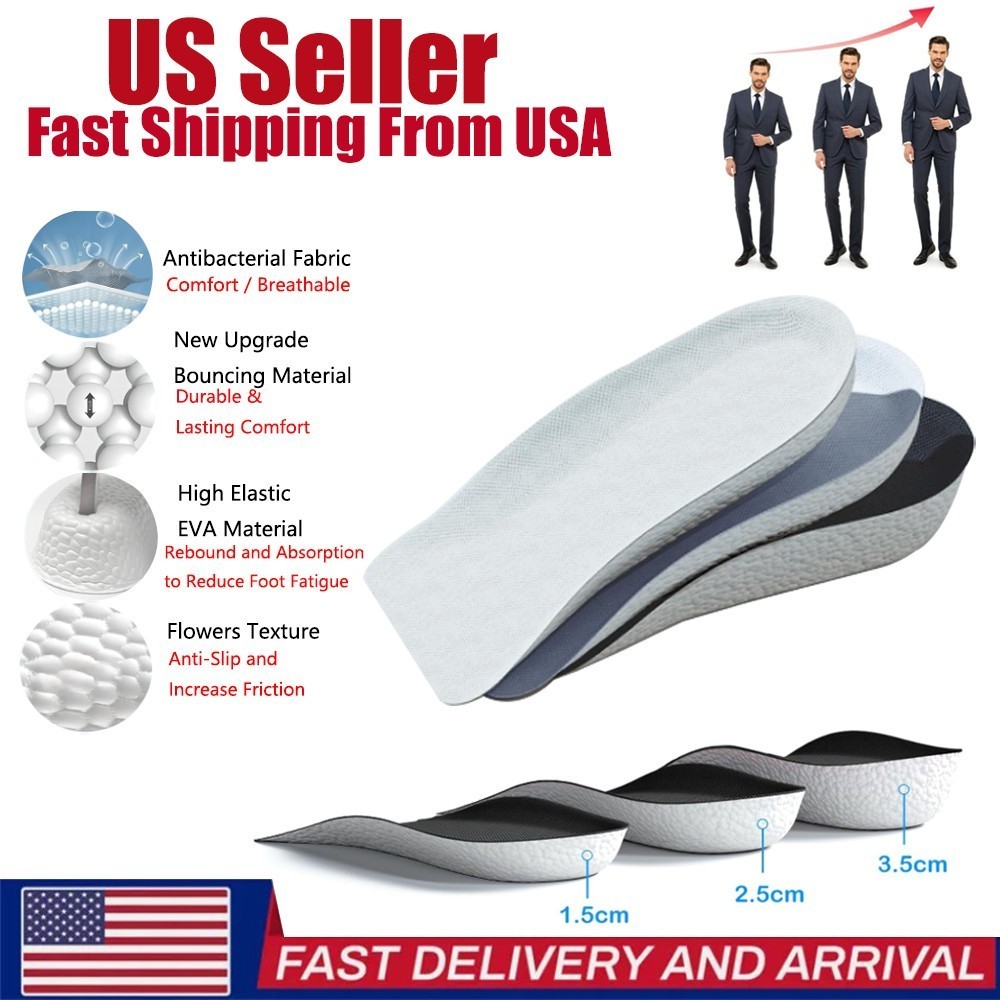 Height Increase Insoles Invisible Heel Lift Taller Shoe Inserts Pad Men Women US
