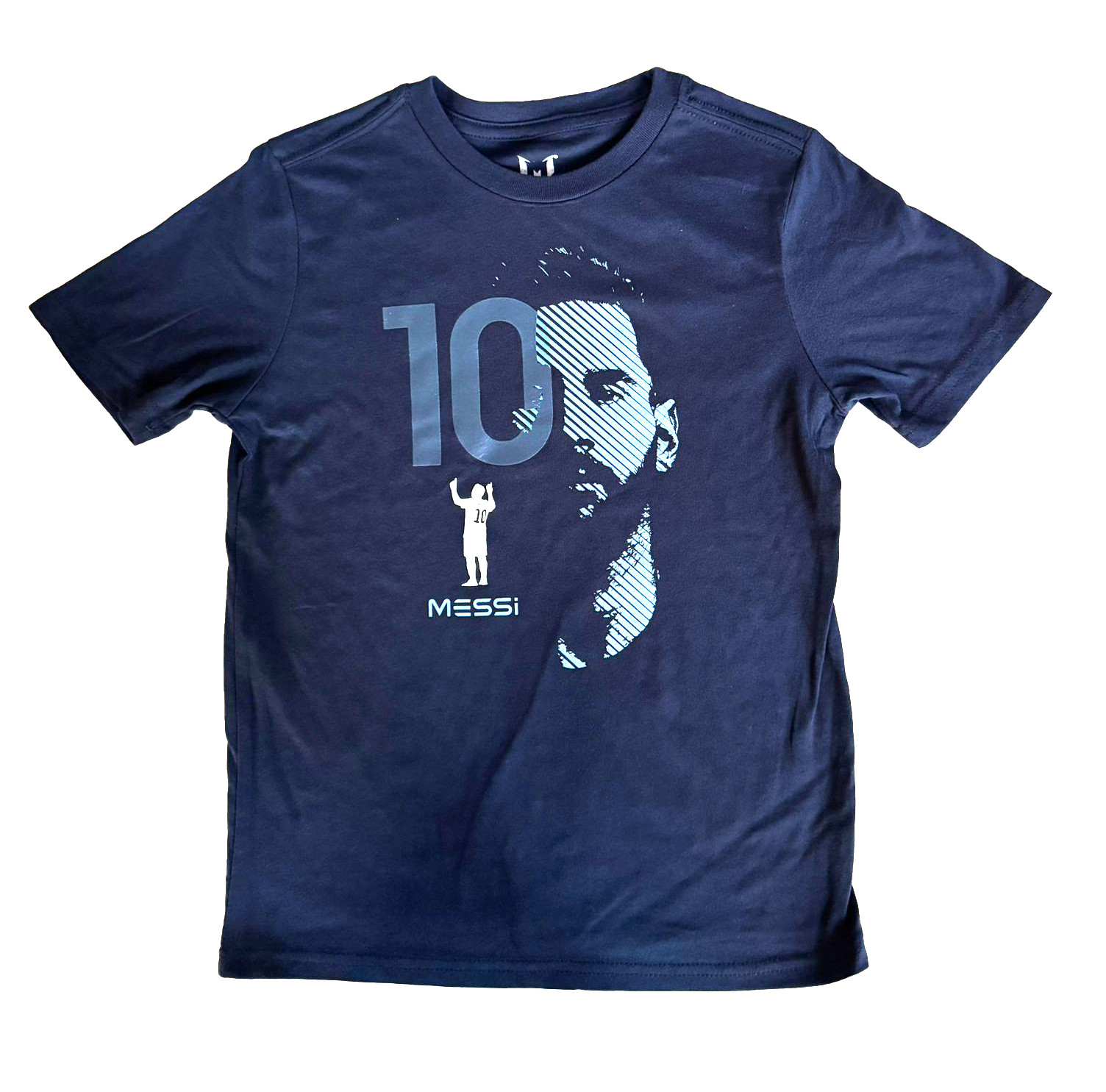 Messi Face Boy’s Navy Blue T-Shirt. US Boy’s Sizes XS-XXL. New in Polybag!