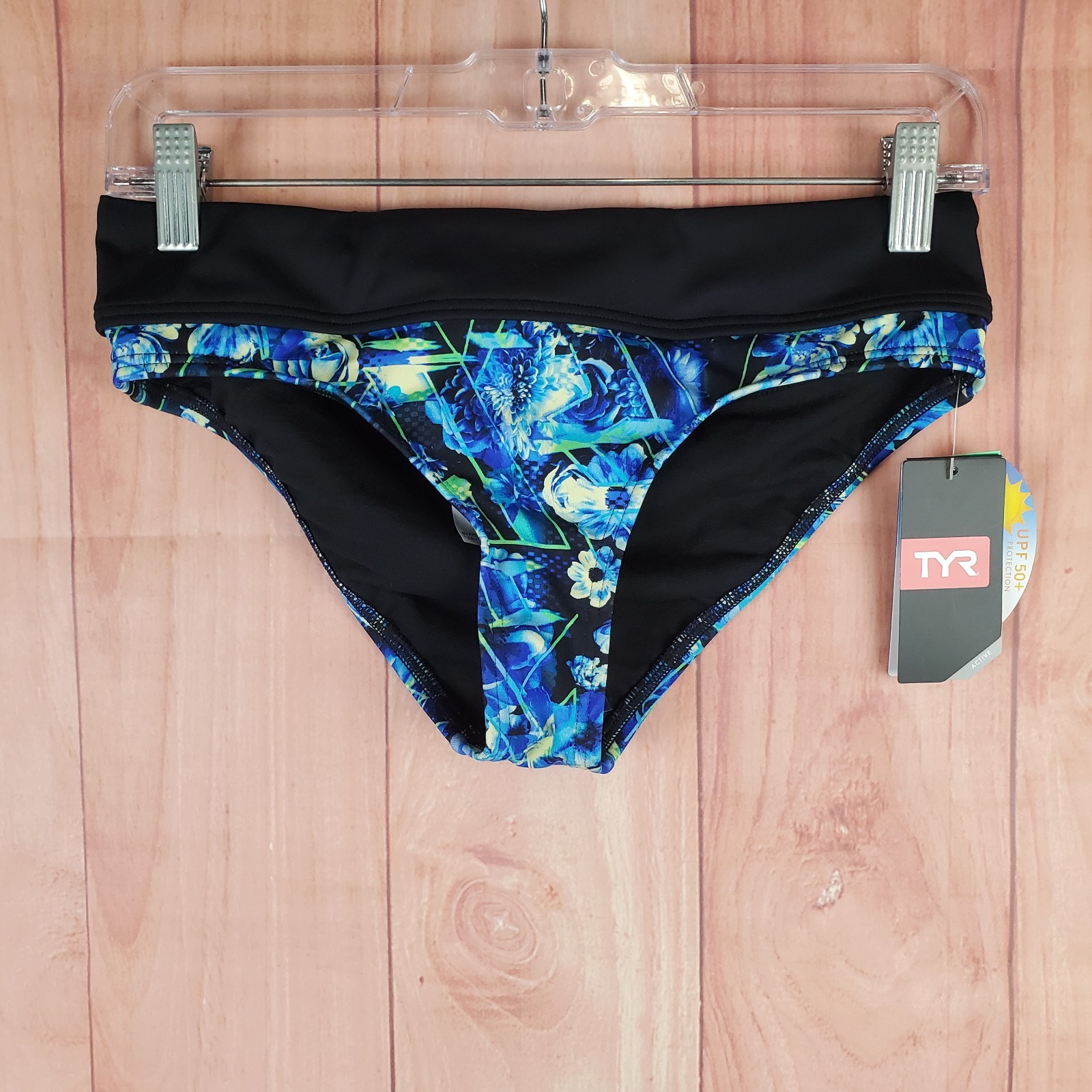 TYR Delphinium Riva Womens Bikini Bottom Sz Medium Green Multi Elastic Waist