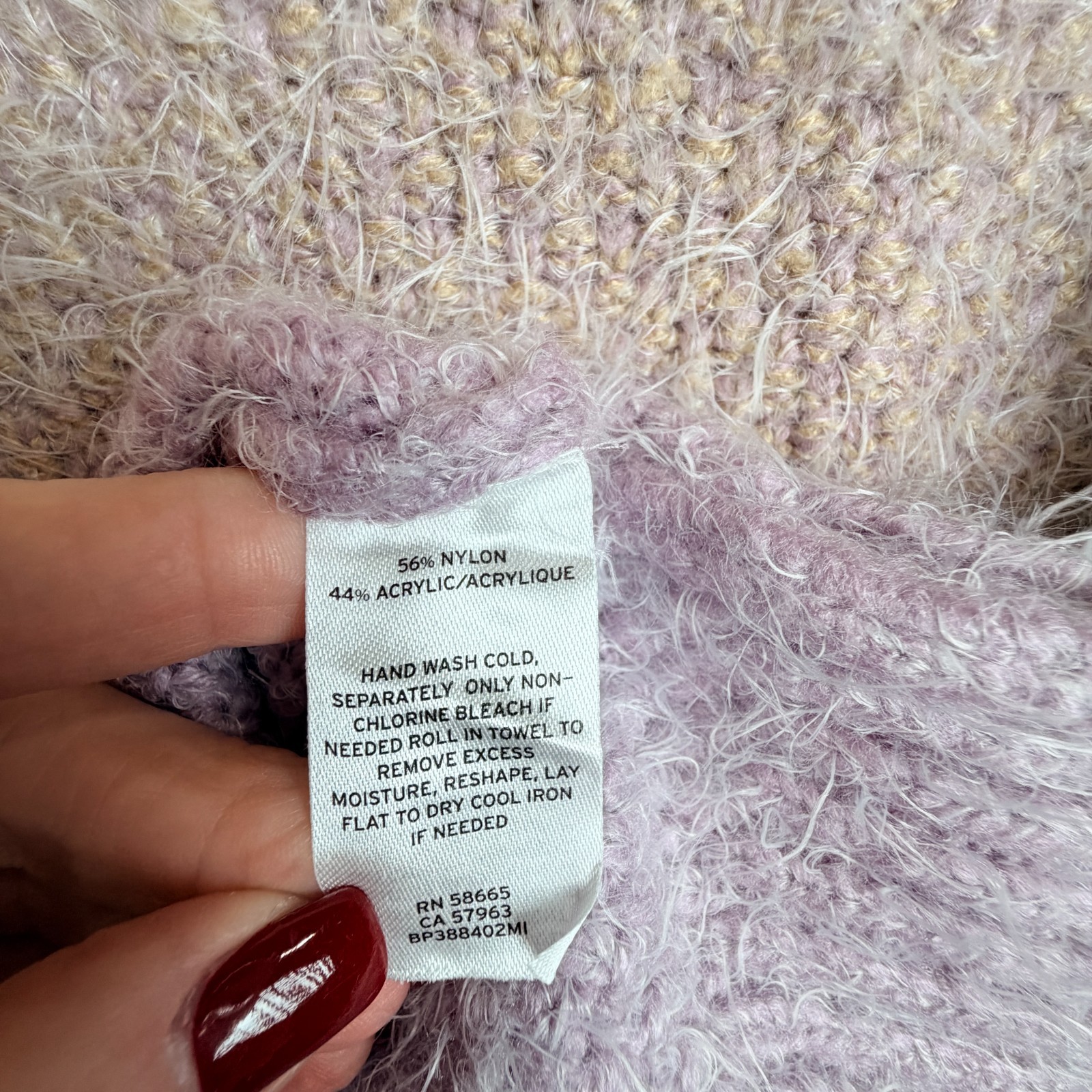 BP Nordstrom Eyelash Knit Colorblock Sweater XS Blush Lavender Mock Neck