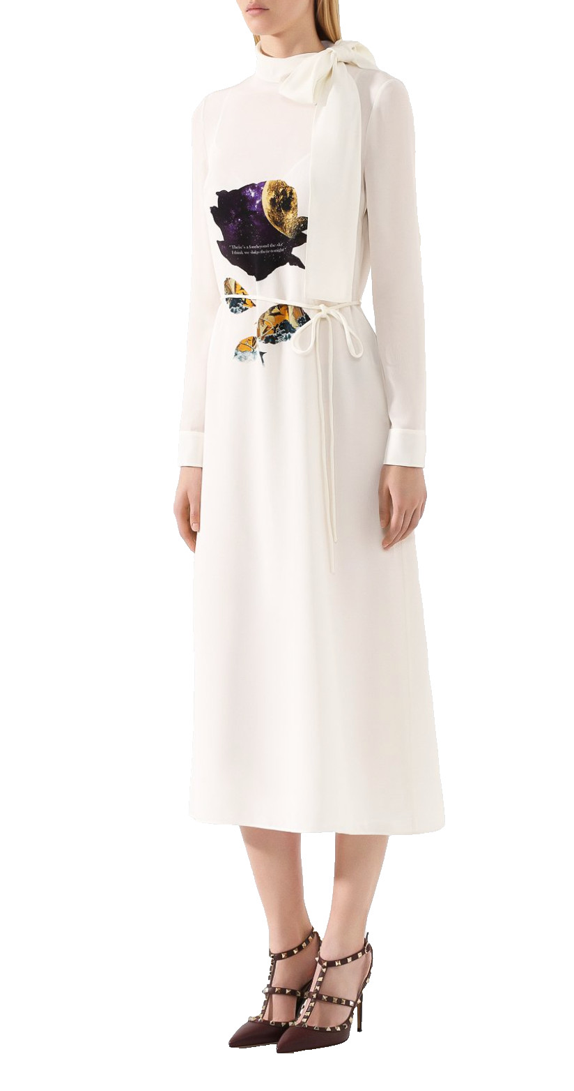 Valentino Garavani Silk Dress Midikleid Midi-Dress Emancipation of Poetry New S