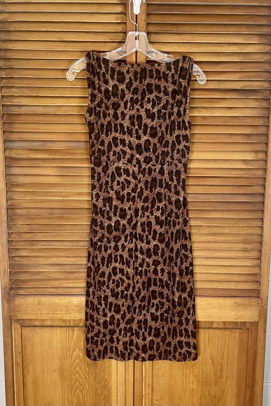 RALPH LAUREN Leopard Print Sleeveless Jersey Knit Dress Faux Wrap Vneck Sz 2