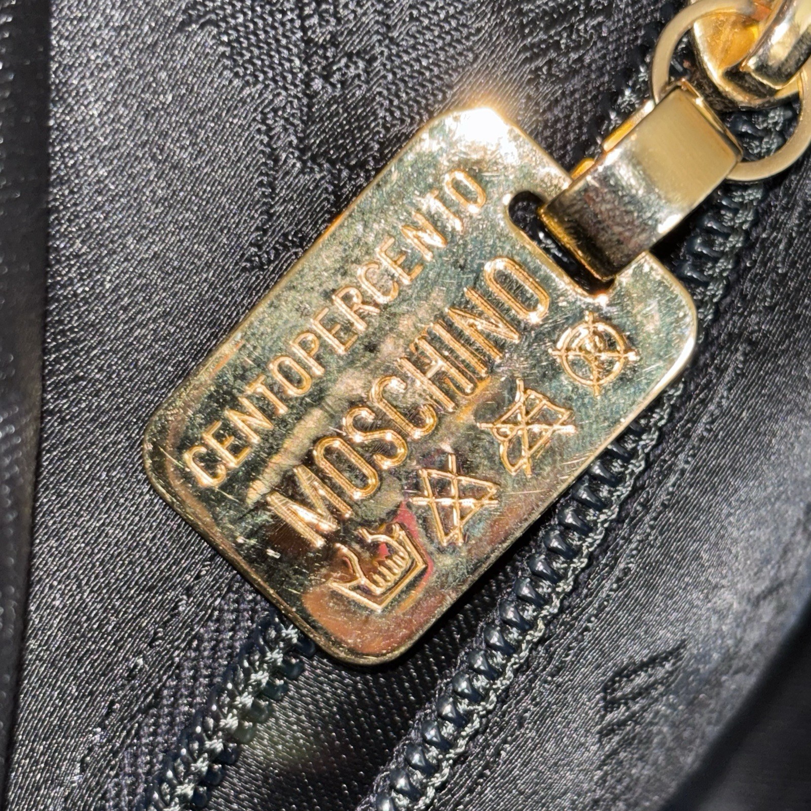 Moschino Redwall Italy Black Nylon Leather Block Leather Duffle Tote Bag “READ”