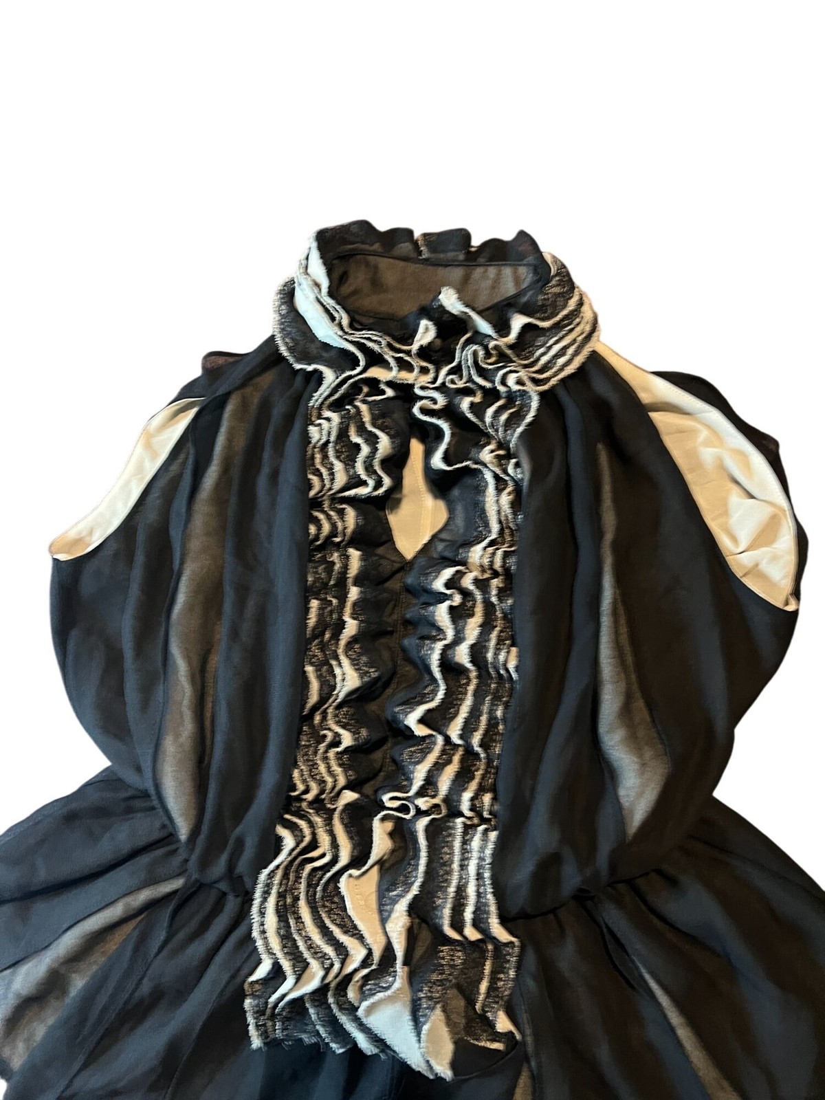 Robert Rodriguez XS Black Ruffled Blouse Women Coquette Victorian Work