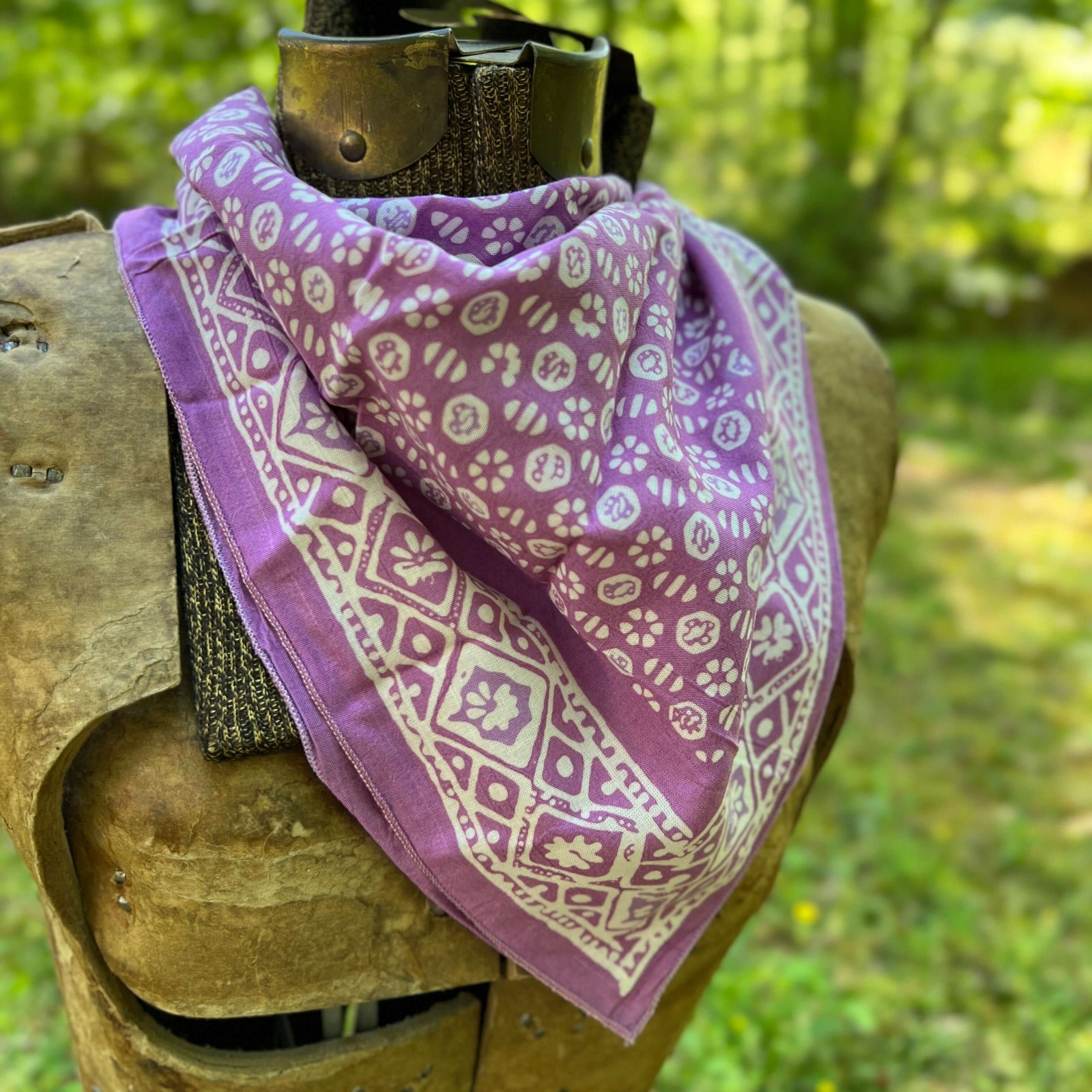 Bandana Square Scarf – Cotton Batik in Lavender Purple