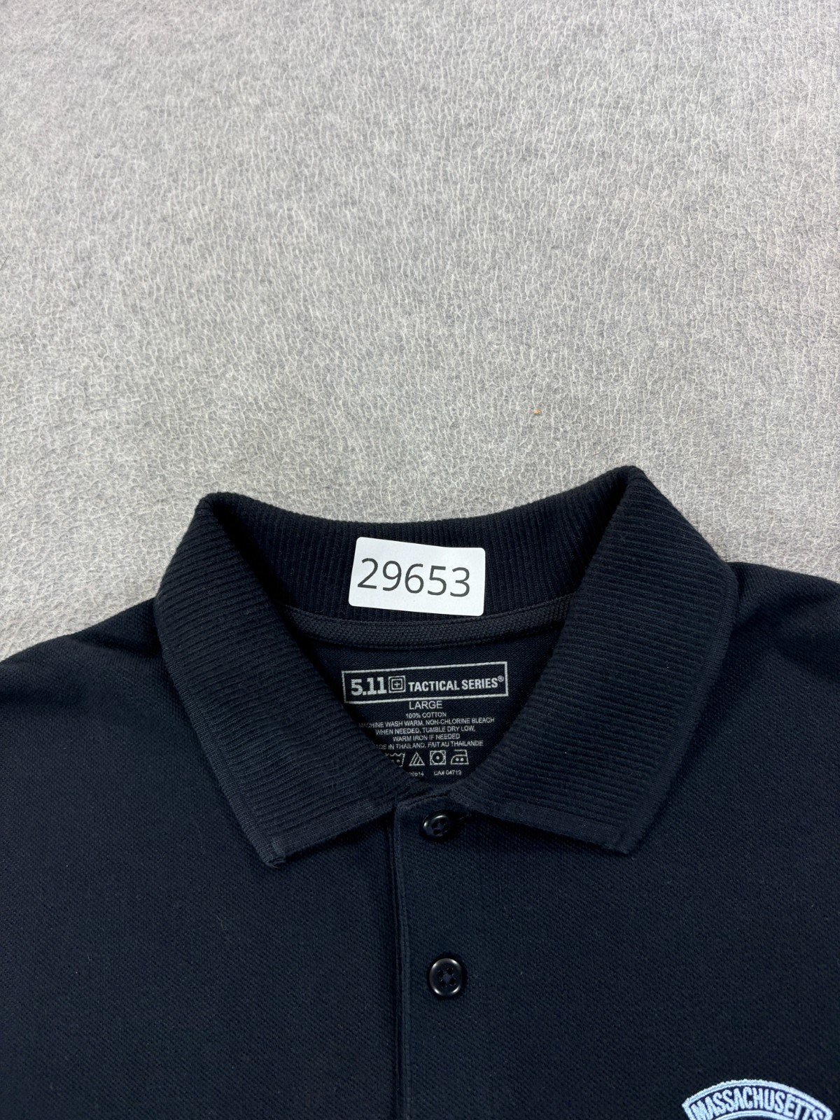 Massachusetts State Police Stitched 5.11 Tactical Polo Shirt (Men’s Large) Black