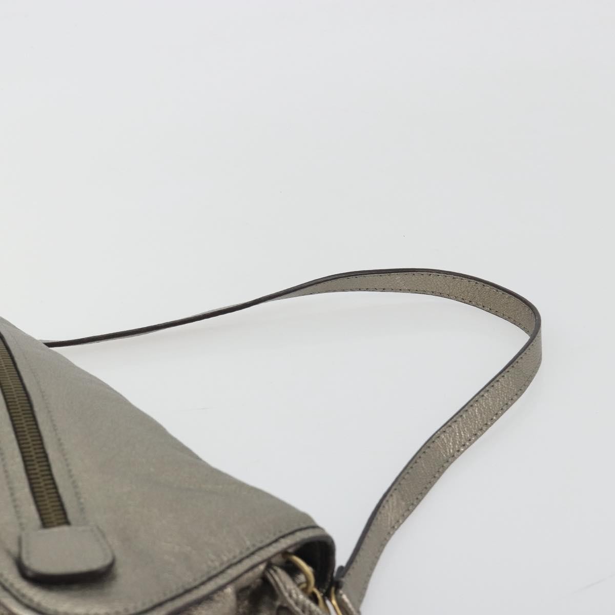 Salvatore Ferragamo Gancini Shoulder Bag Leather Silver Gold Auth 196304A