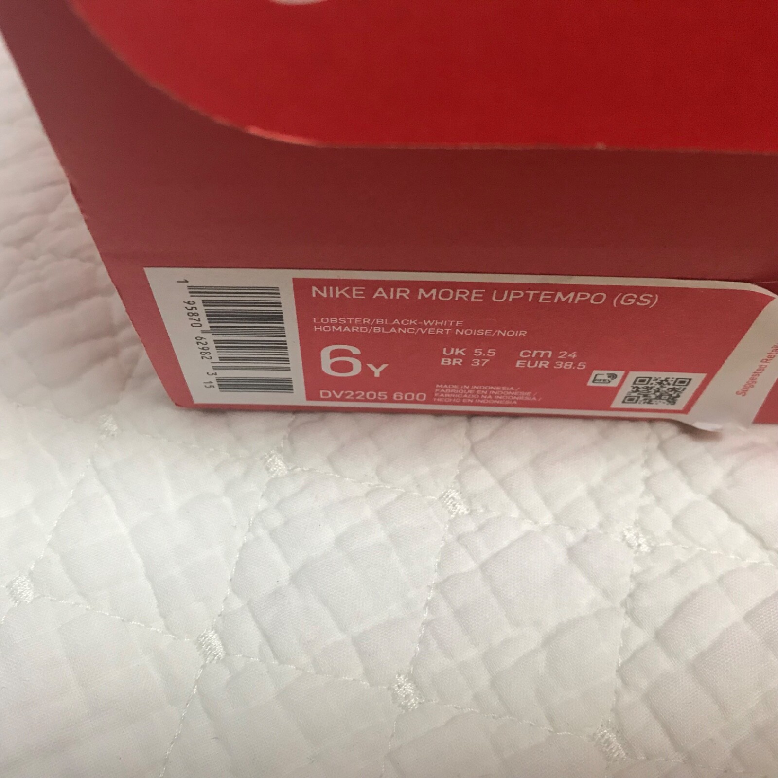 Nike Air More Uptempo (GS) Shoes Boy’s SZ 6Y Lobster/Black-White DV2205-600 NWB