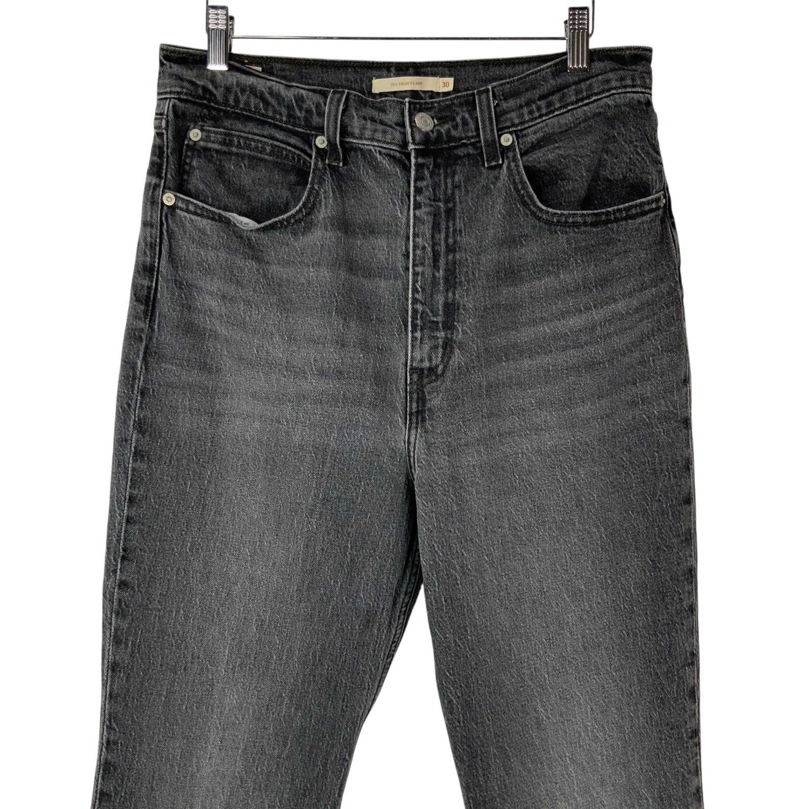 Levi’s Premium Faded Black 70s High Flare Jeans 30 Button Zip Fly Flare Leg