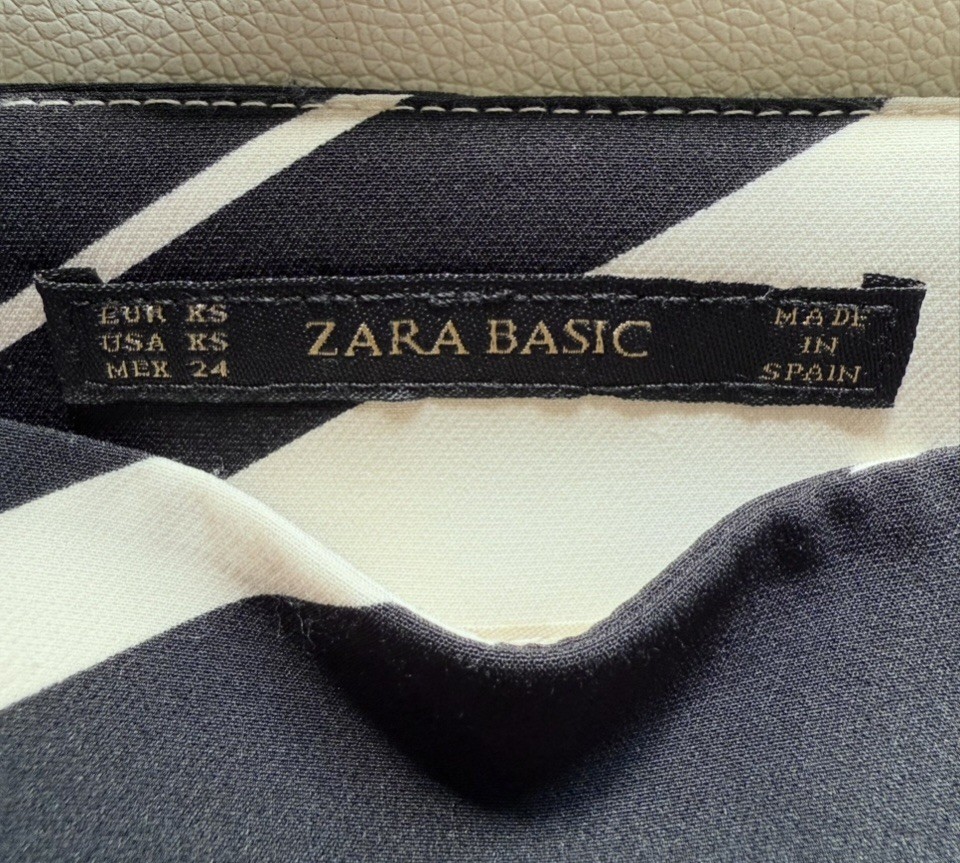 Zara Stretch Monochrome Midi Skirt Size XS Black/Ivory Occasion Events Wedding