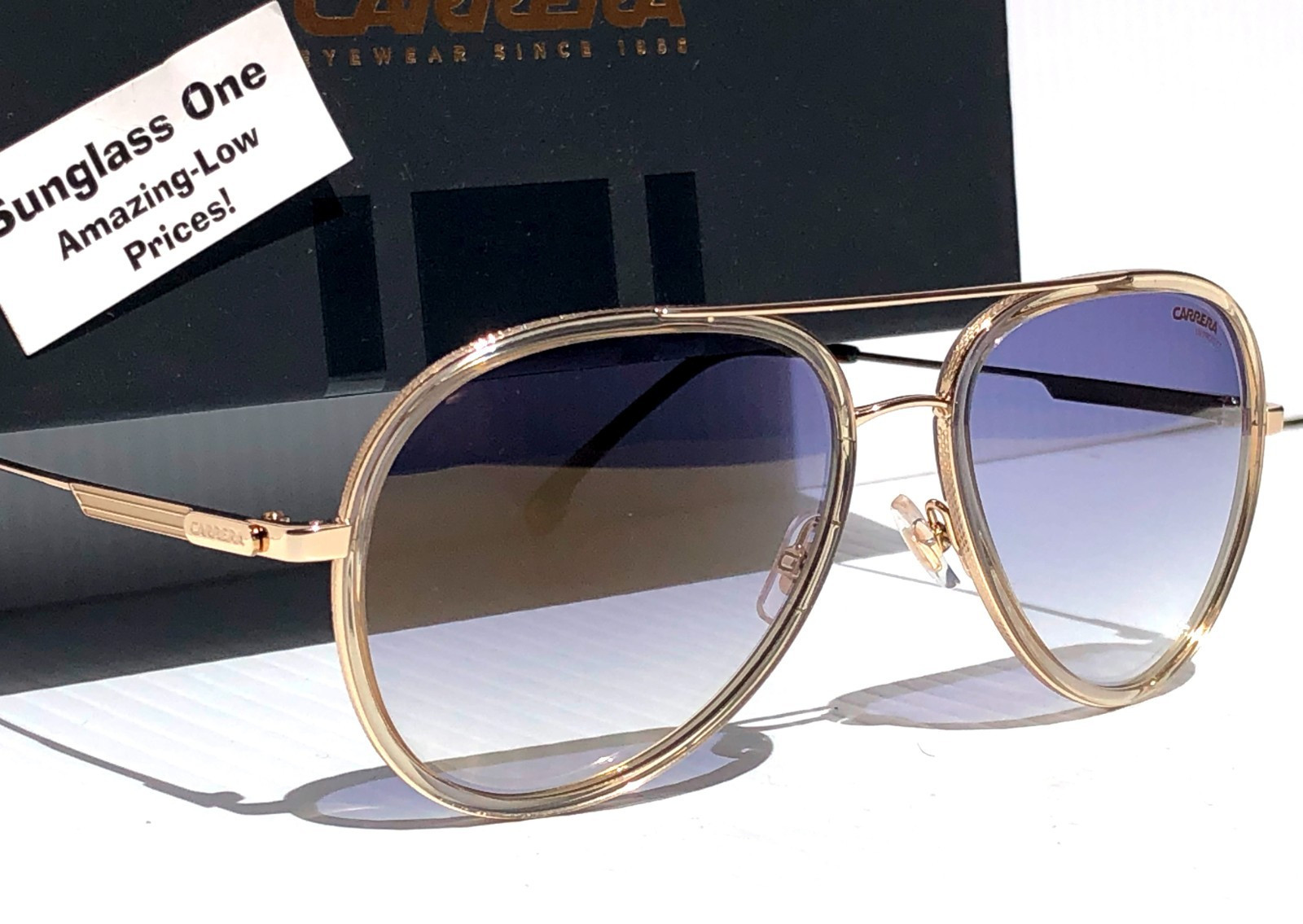 CARRERA Gold Gradient Champagne Blue Fade Lens Sunglass 1044/S HAM1V