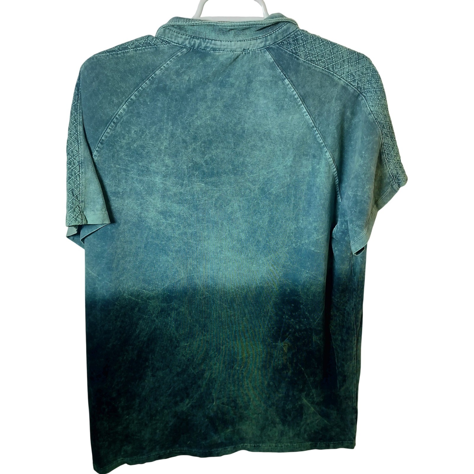 Philipp Plein Homme Mens 3XL Ombre Acid Wash Polo Shirt Teal Green Quilted Logo