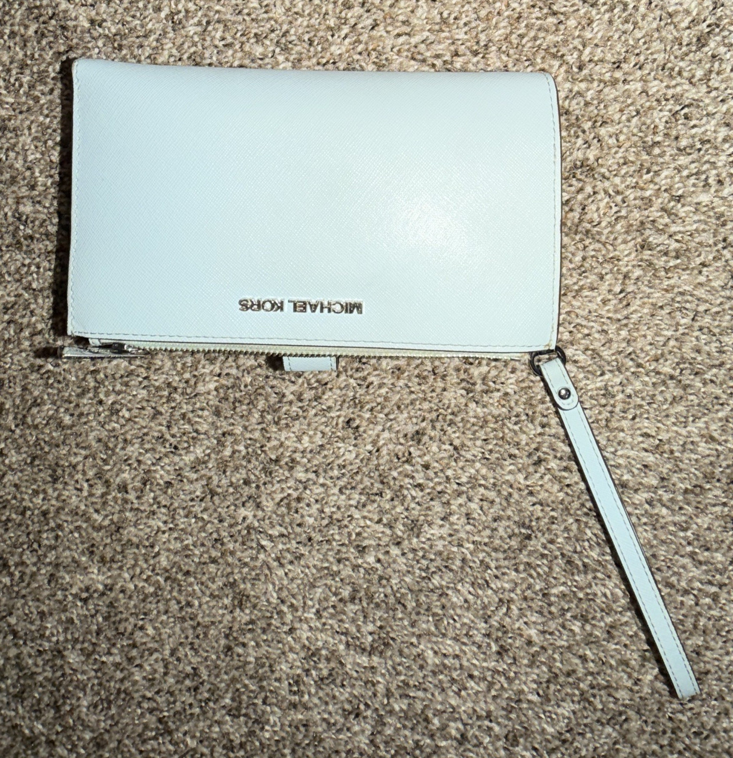 Michael Kors Blue Solid Wristlet Wallet Double Zip, Credit Card Slots
