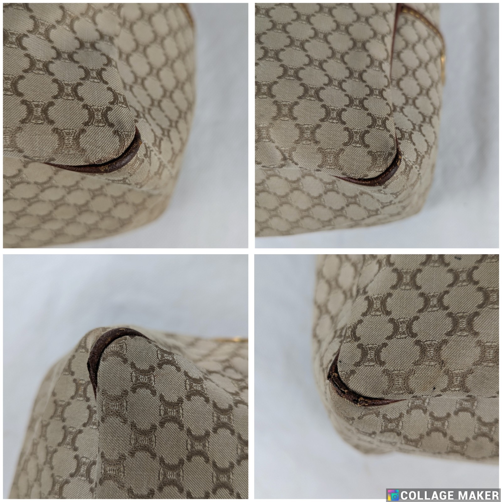 Authentic Celine Tote Bag Handbag Macadam Beige7 Vintage Based on Original Title