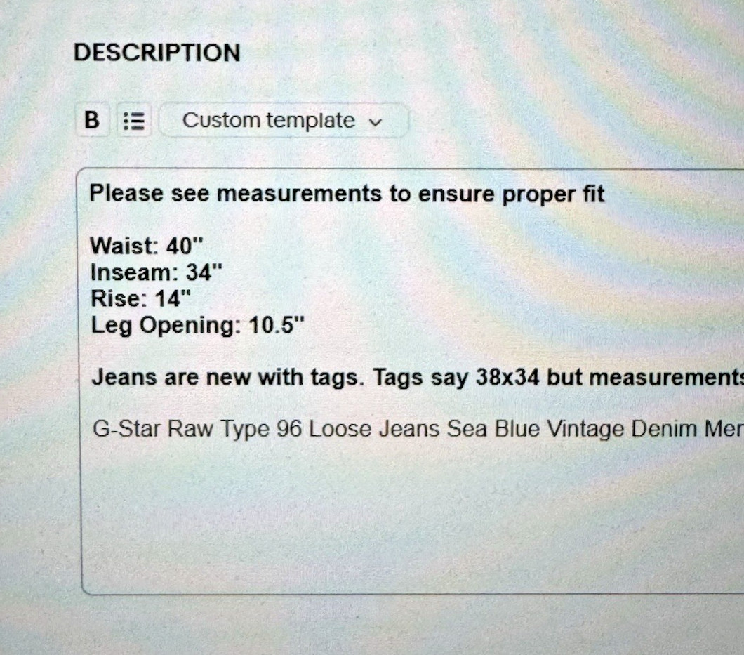 G-Star Raw Type 96 Loose Jeans Sea Blue Vintage Denim Men’s Size 38×34 NEW $240