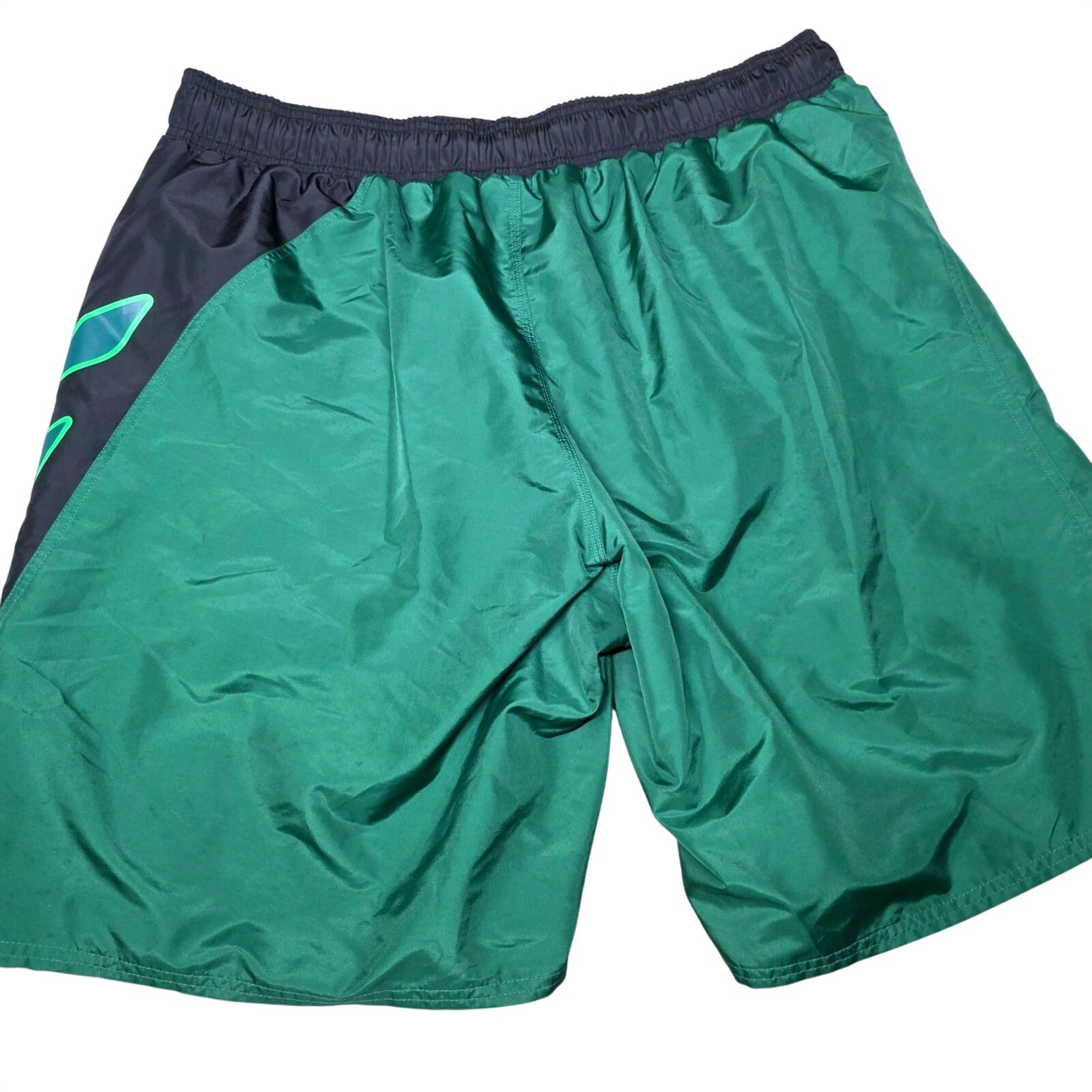 Nike Mens Green Black Graphic Mesh Lined Athletic Swim Trunks Shorts XXL Y2K