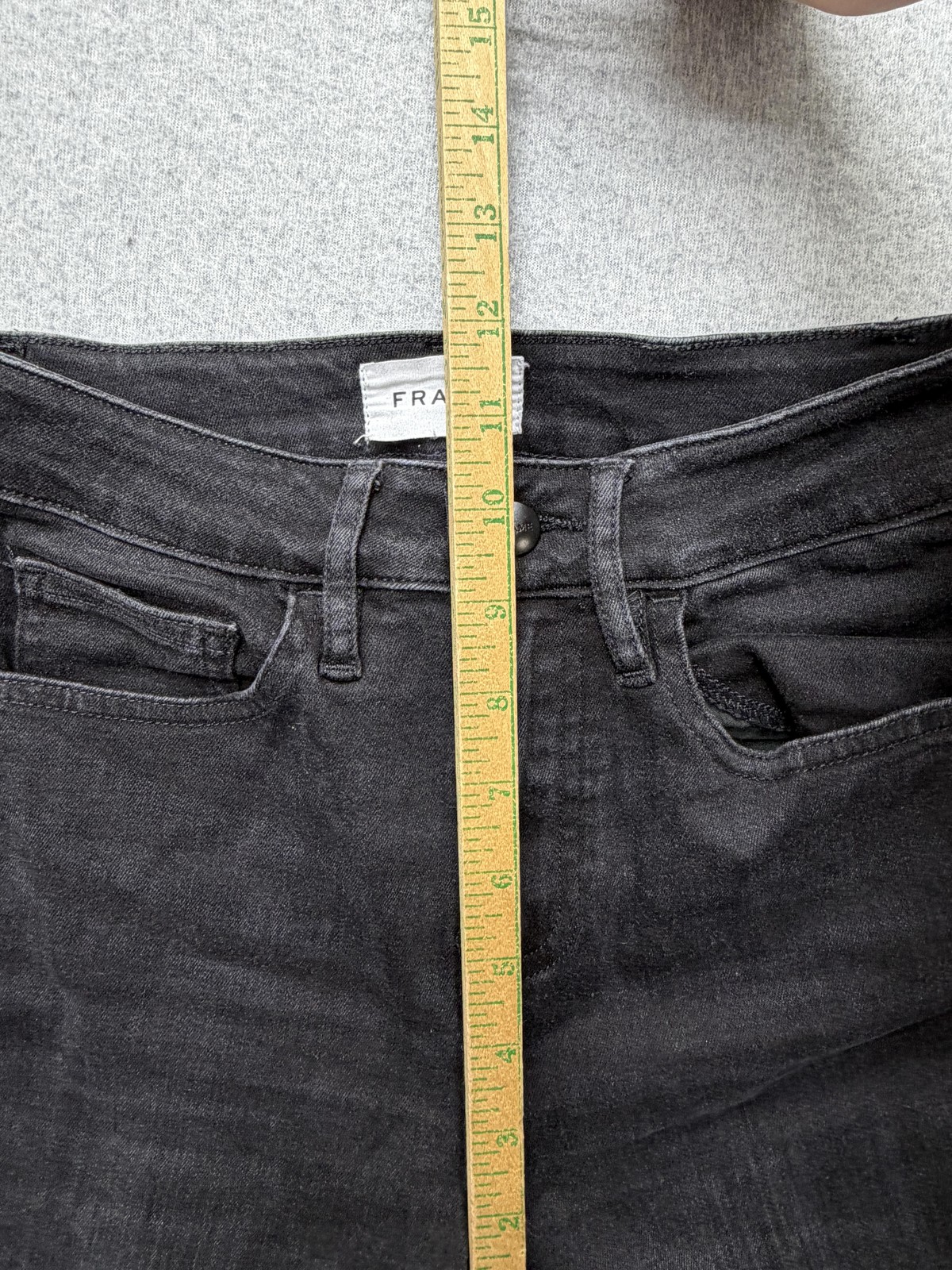 Frame Jeans Womens 24 Black Charcoal Wash High Rise Slim Flare Raw Hem Denim