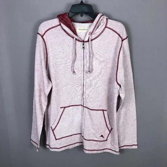 Tommy Bahama Sea Spray Zip Front Hoodie Sweater Plum Raisin Size Medium $120