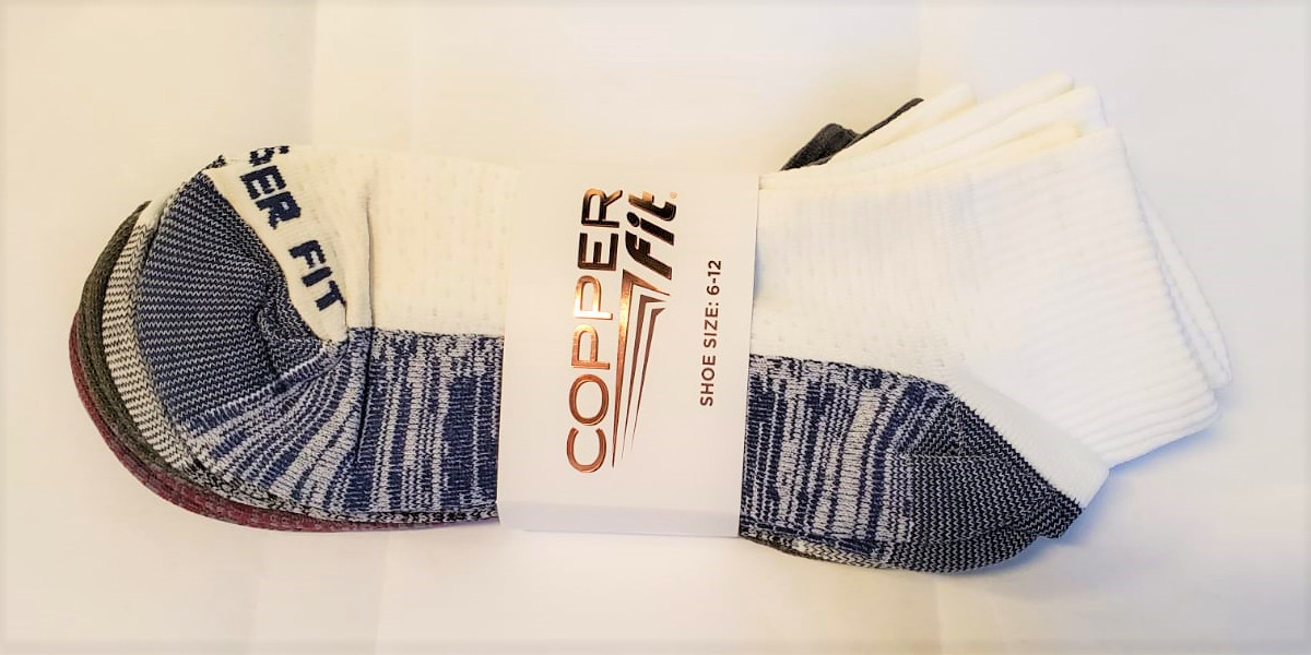 Copper Fit 5 Pack Men’s Cooling Quarter Socks White Multi, size M (6-12)
