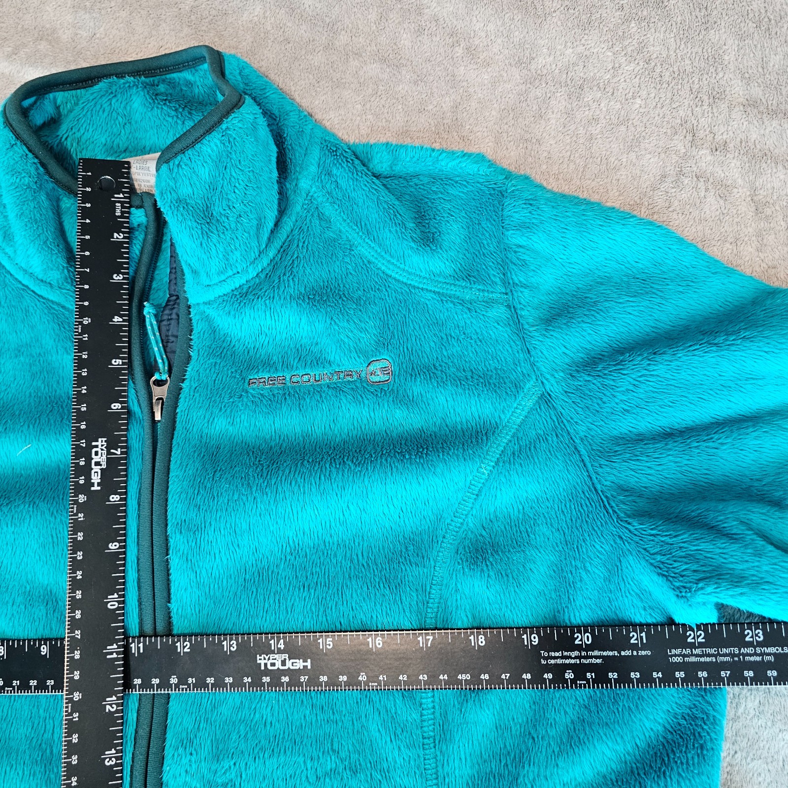 Free Country Womens Teal Full Zip Long Sleeve Fleece Jacket Size XL