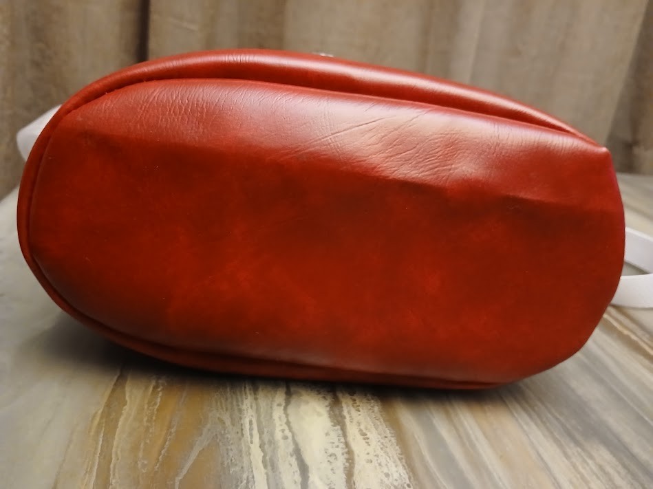 New Bucket Saddle Bag Purse Tote Red White Cowboy Rodeo Southwestern Pleather