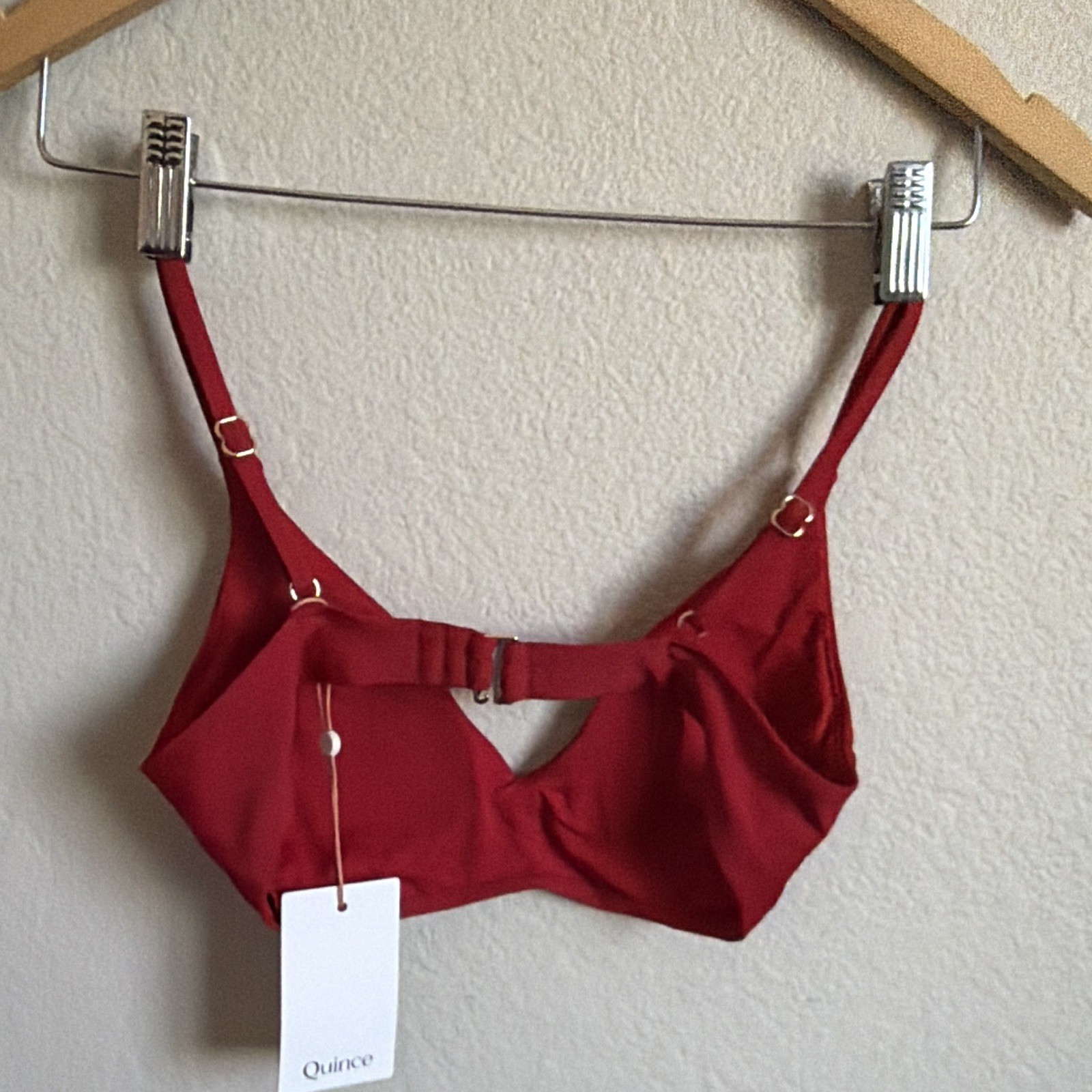 Quince Red Solid 2-Piece Bikini Set XS Spaghetti Strap Adjustable Recycled