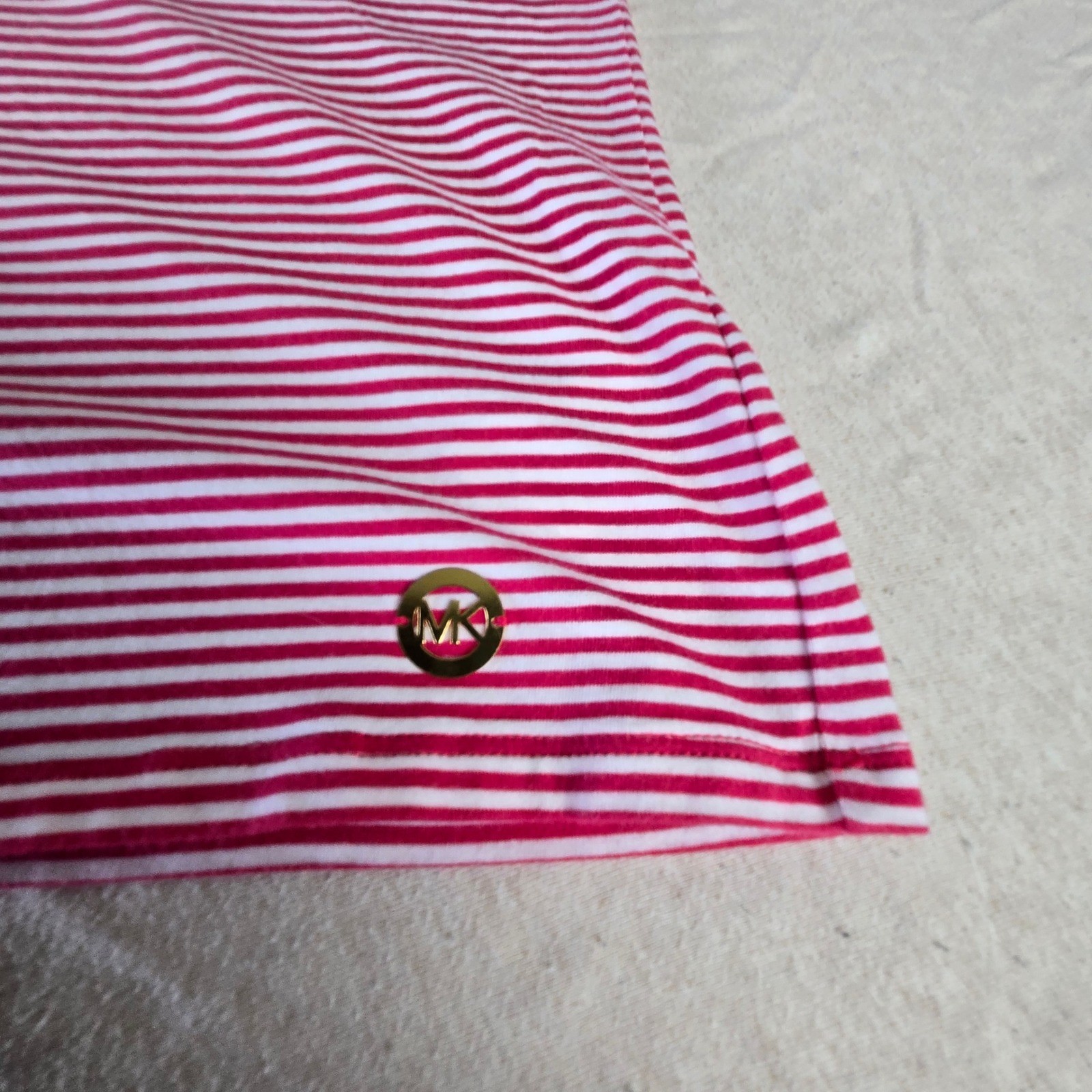 Michael Michael Kors Pink White Striped Cold Shoulder Womens shirt Medium