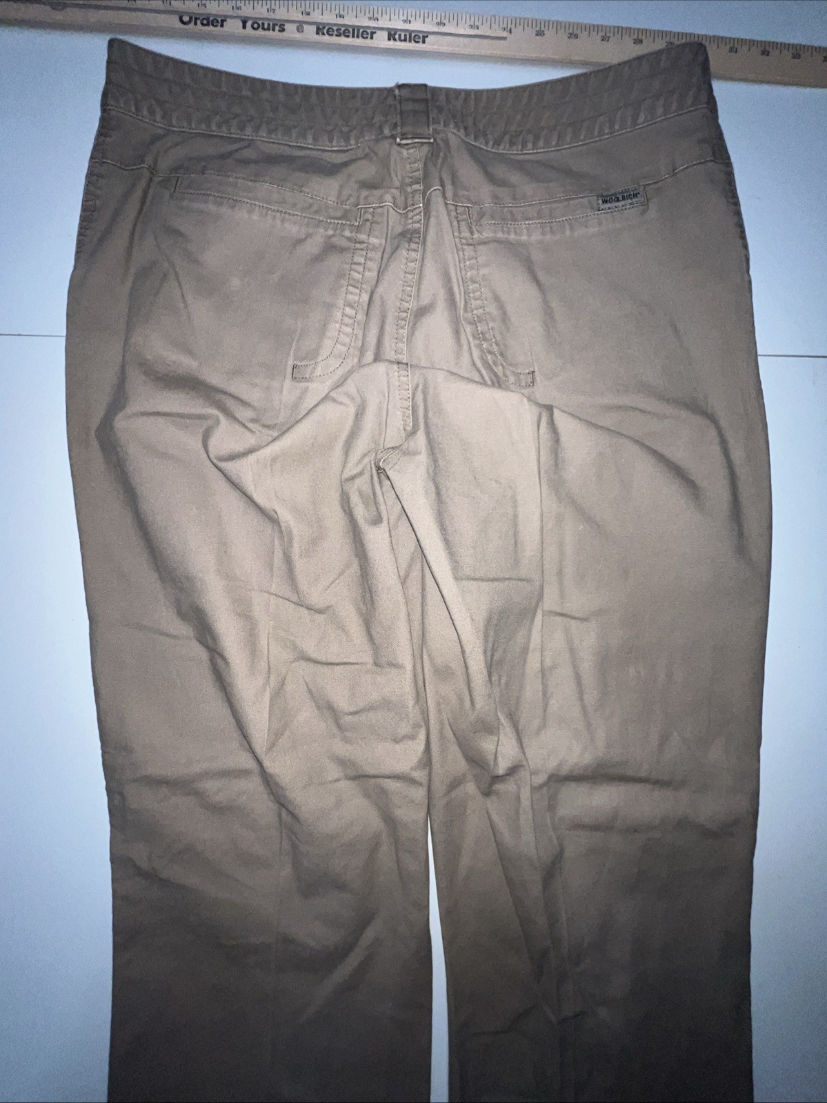 WOOLRICH Pants Woman’s Size 14 Tan/Brown Khaki 98% Cotton 2% Spandex Stretch