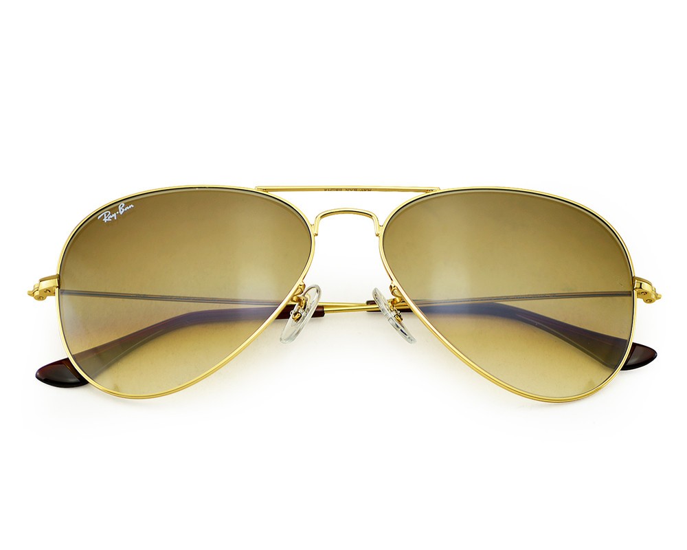 Ray-Ban RB3025 Aviator Gradient Gold Frame Light Brown Lenses 58mm Unisex