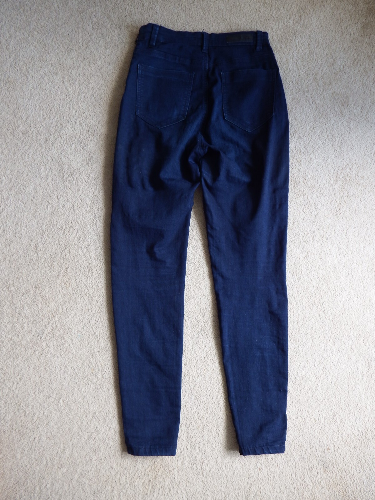 Stradivarius Dark Blue High Waist Stretch Side Zip Denim Jeans Size Eur 36