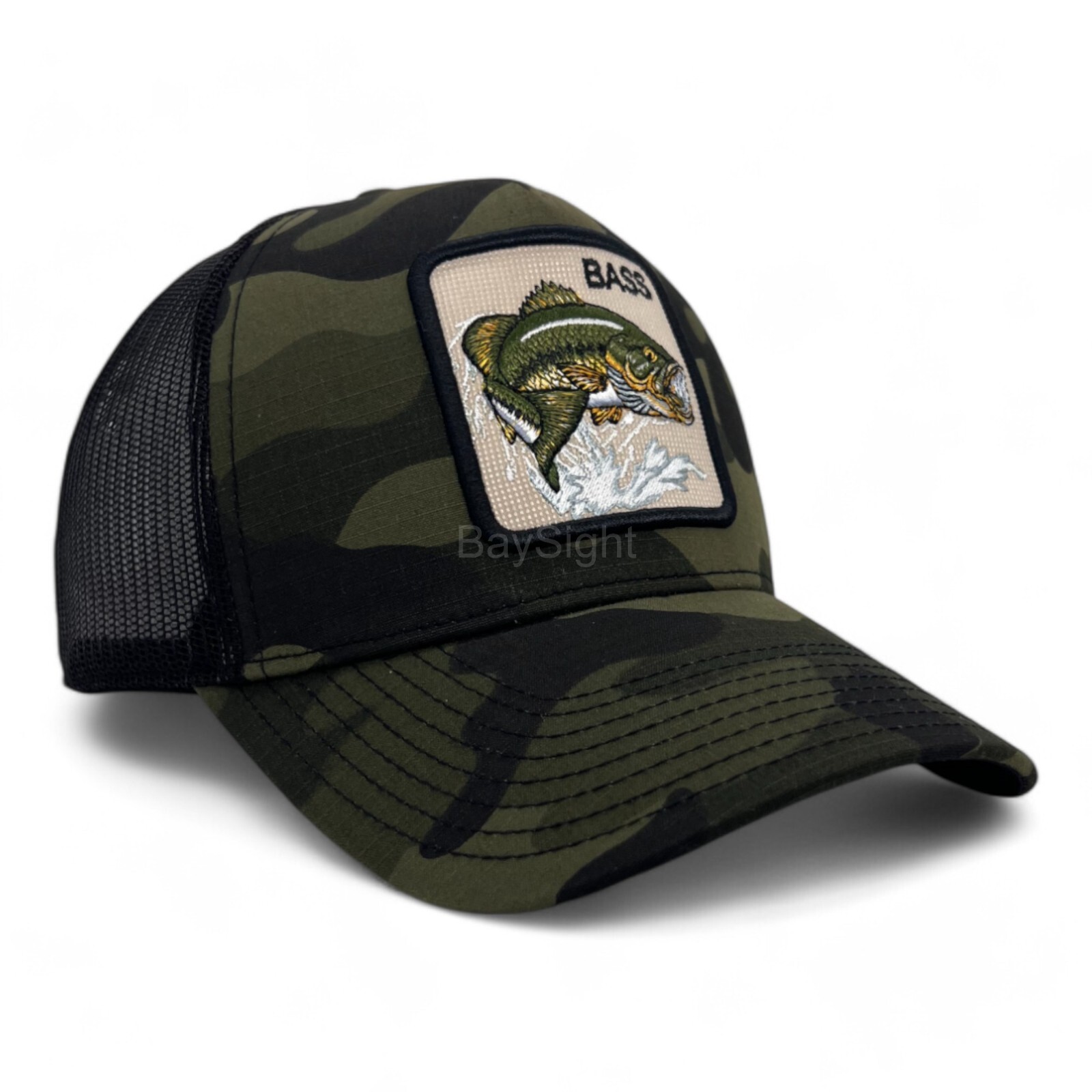 Baseball Cap Mens Snapback Adjustable Mesh Trucker Hat Animal Bass Fishing Patch