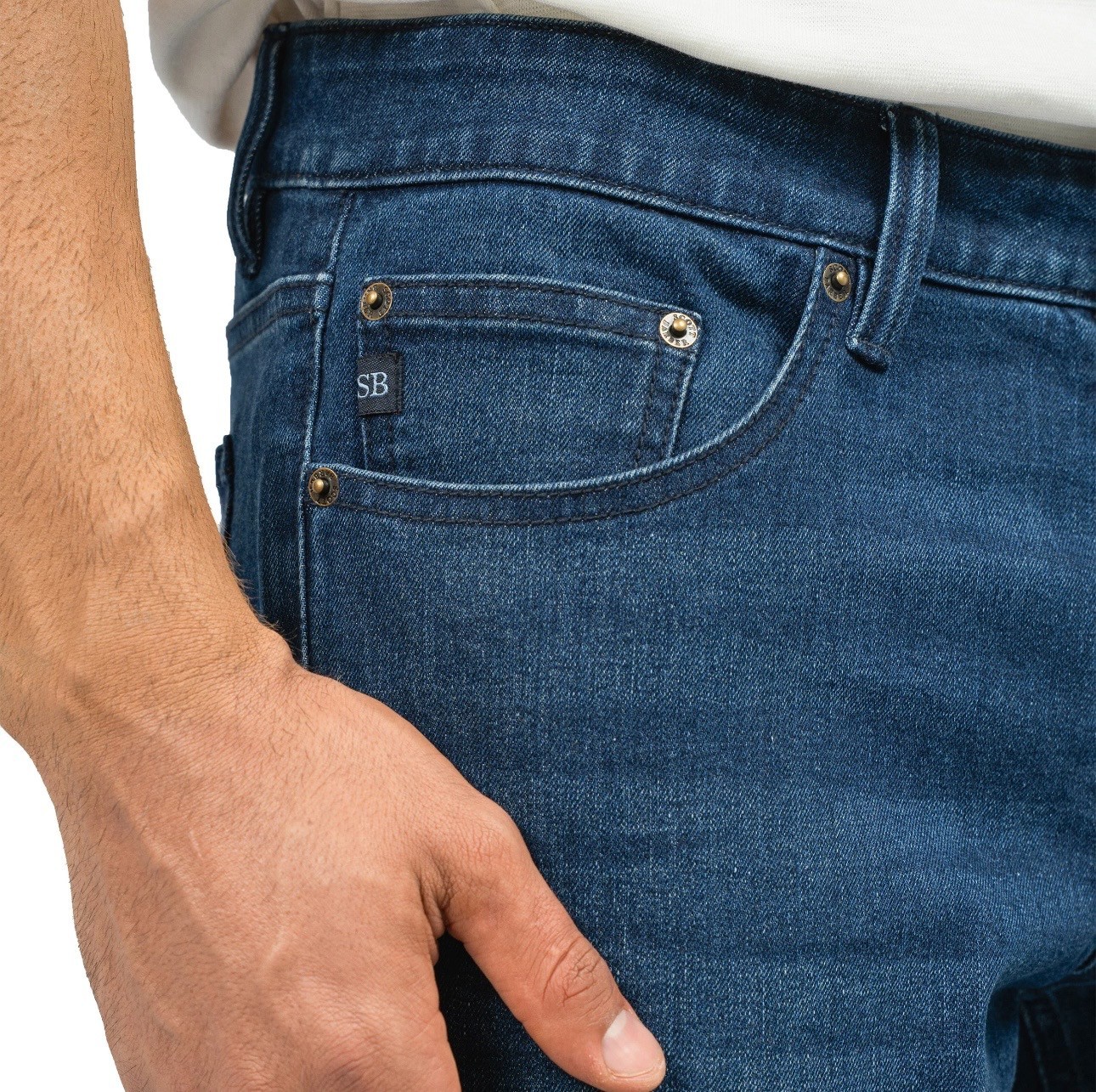 Scott Barber Men’s 5-Pocket Jeans – Dark Blue – Size 32×32