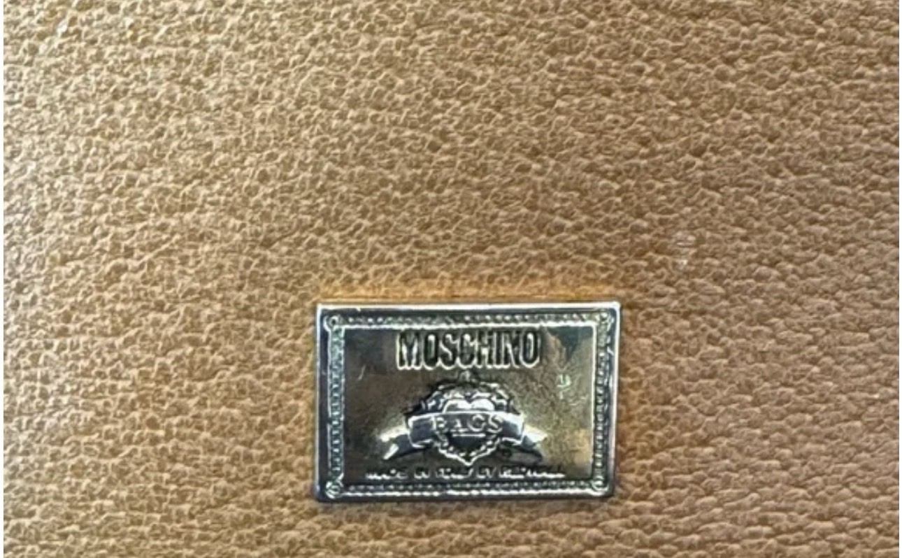 MOSCHINO RARE VINTAGE Nanny Fine Redwall Brown Heart Bowling Top Handle Bag VGUC